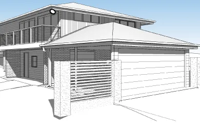 Plans 3D render front of house Tarragindi
