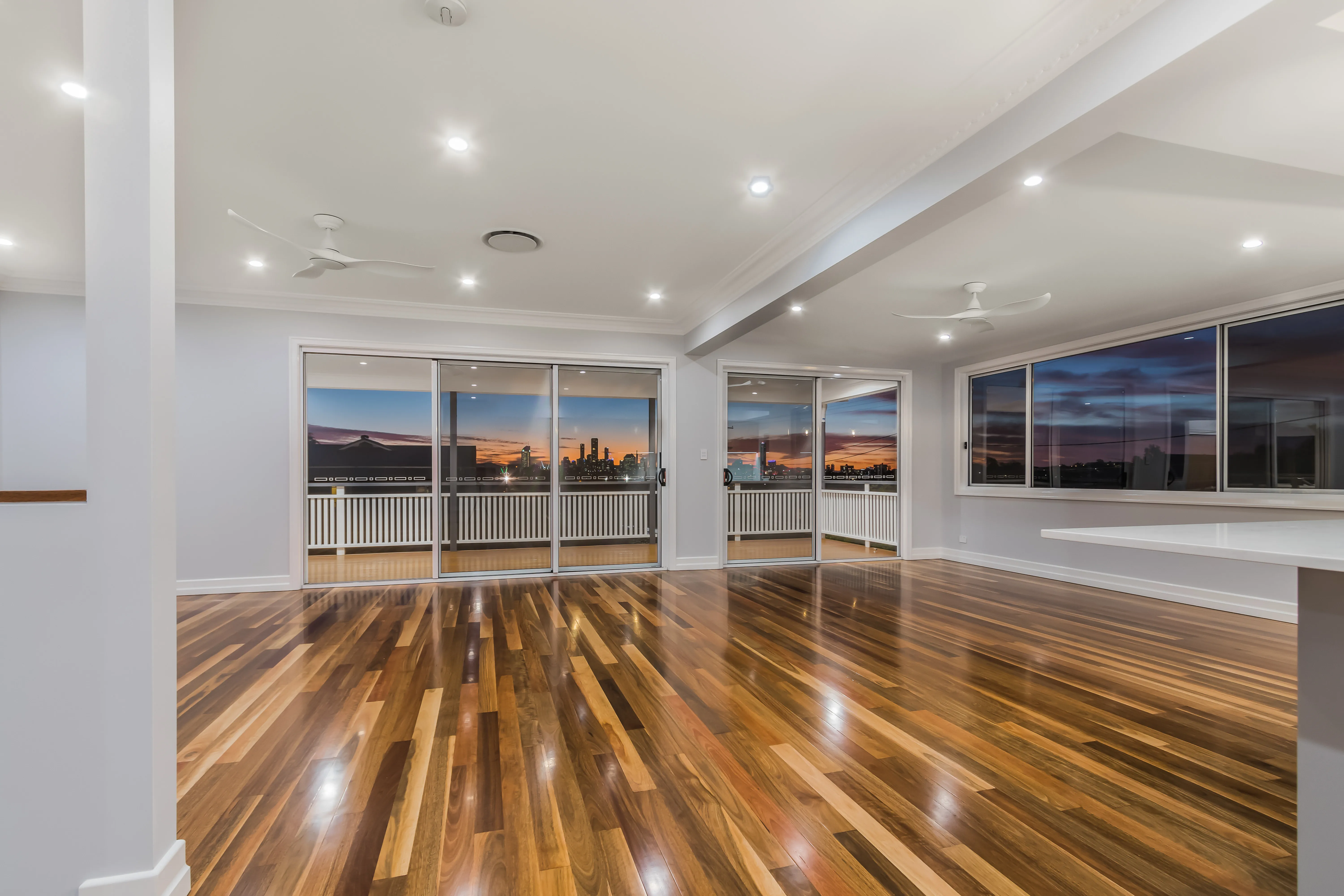 Dining room with spotted gum flooring