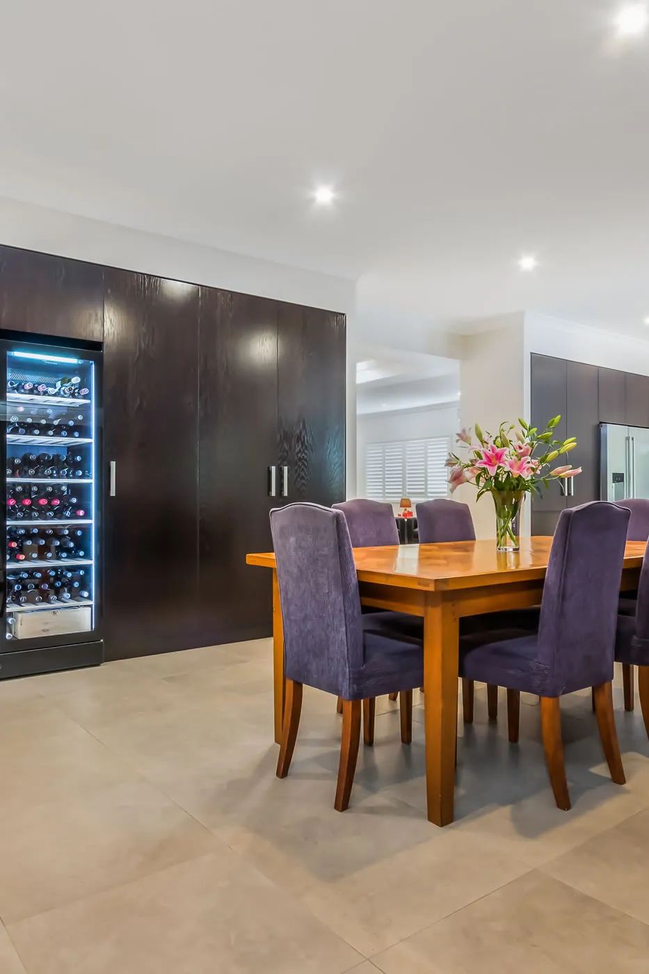 Timber cabinets-wine fridge-kitchen