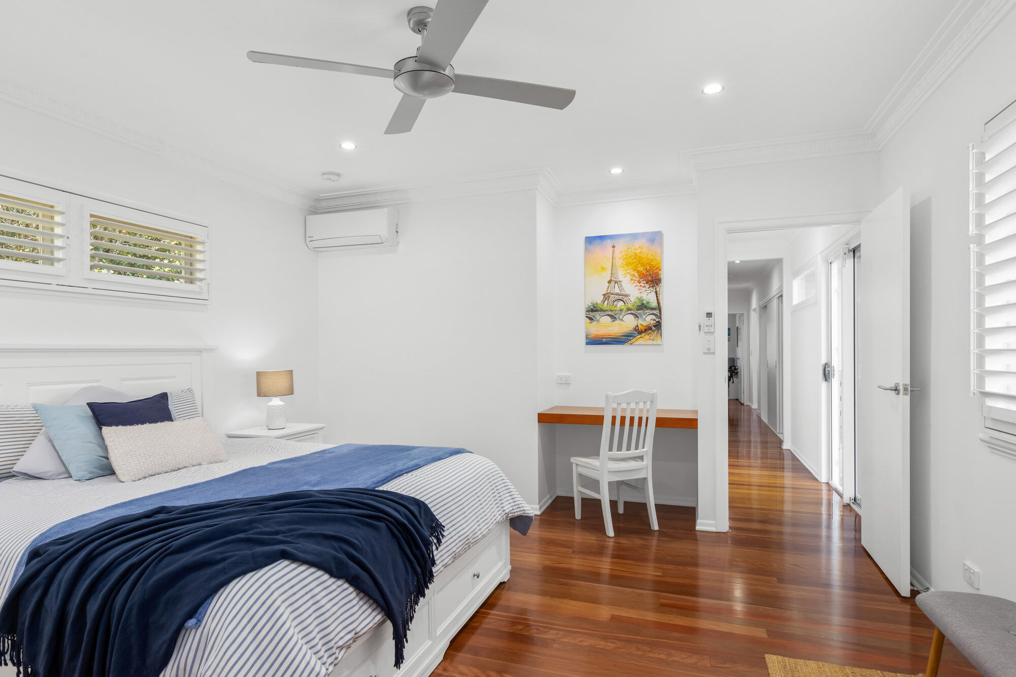 Bedroom-timber floors-shutters