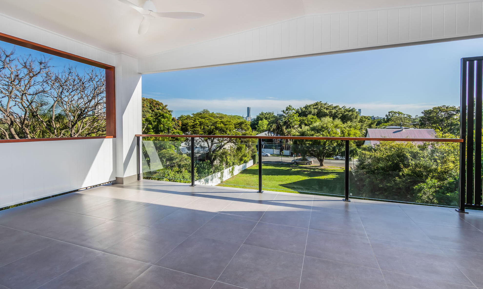 Deck-tiled balcony