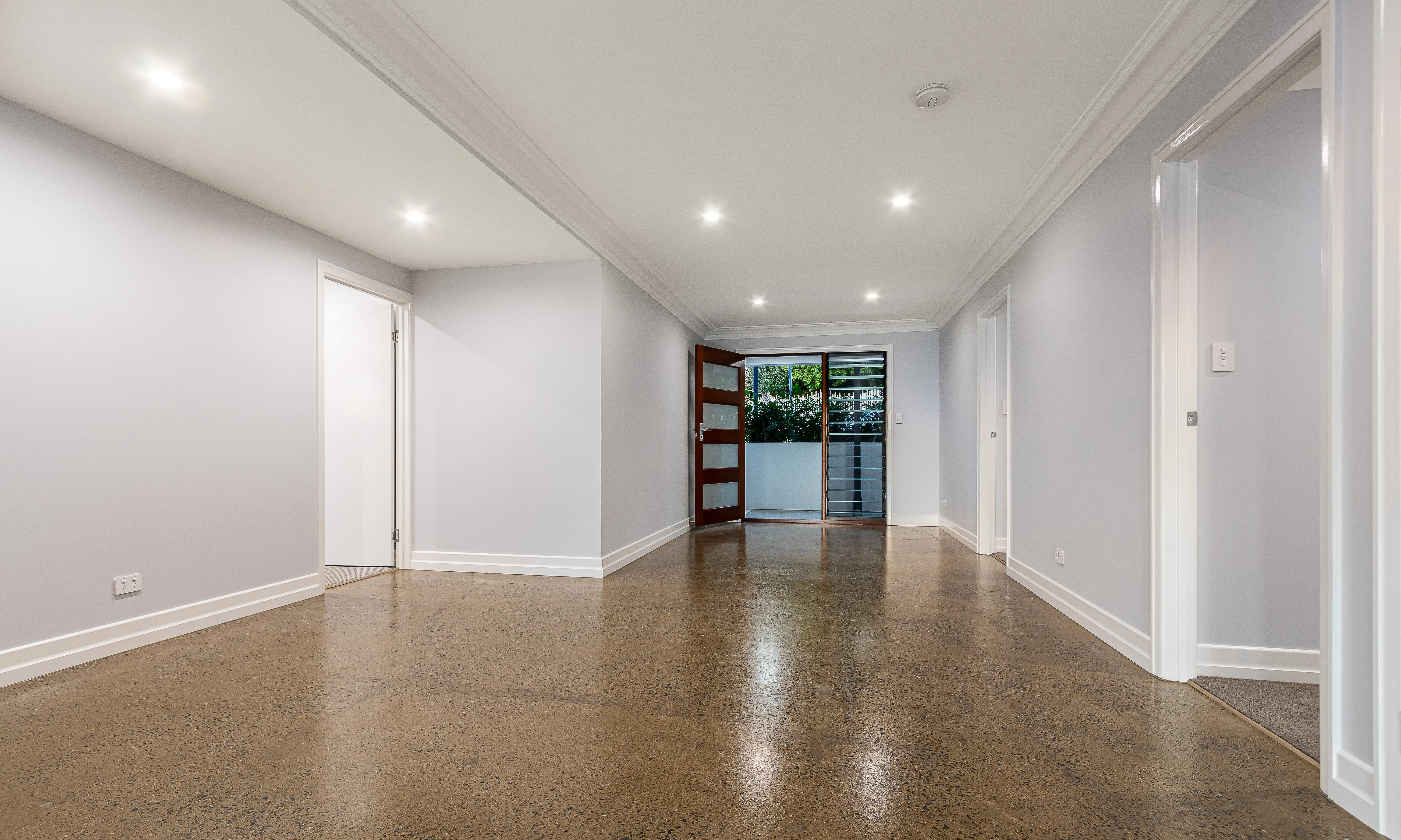Entry door and Polished Concrete