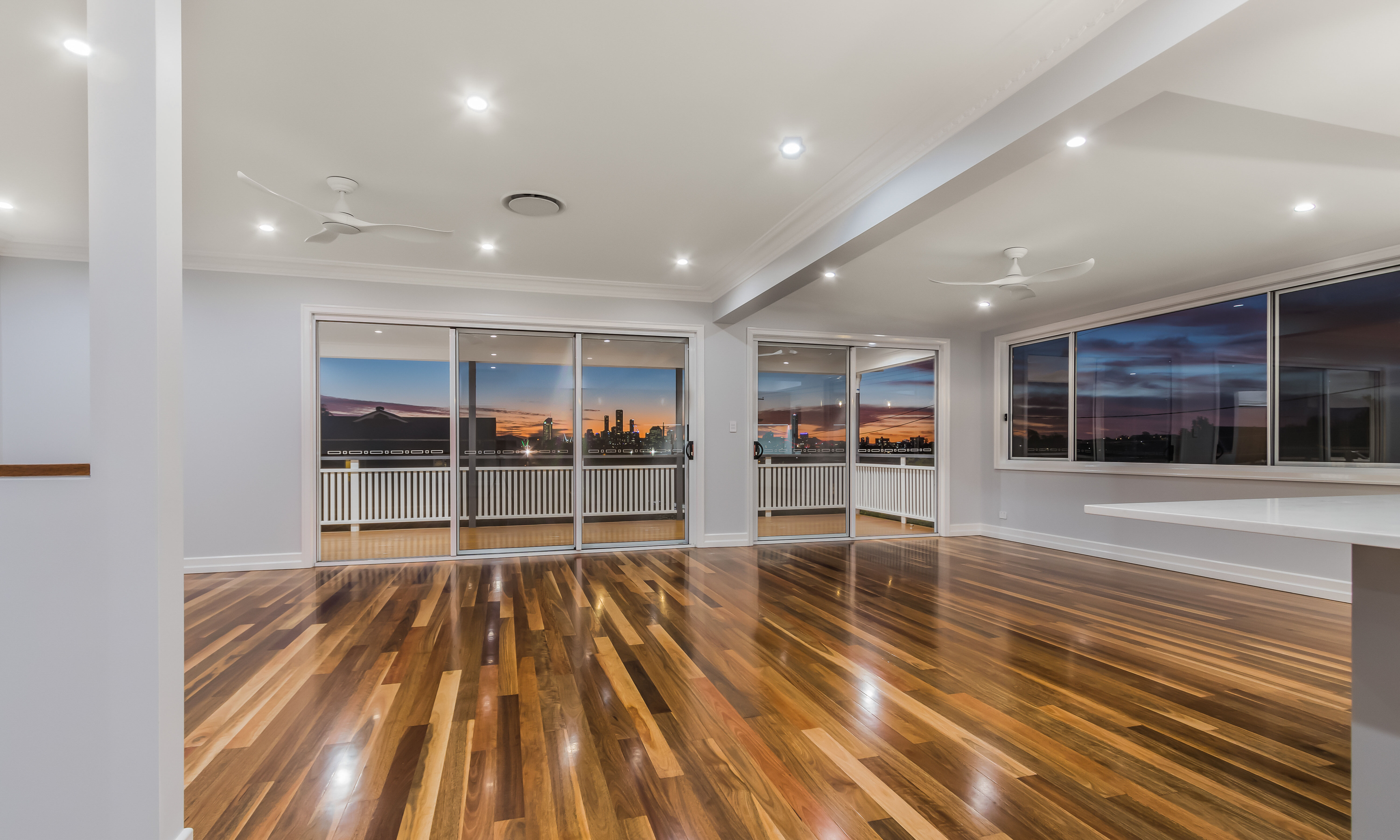 Dining room with spotted gum flooring