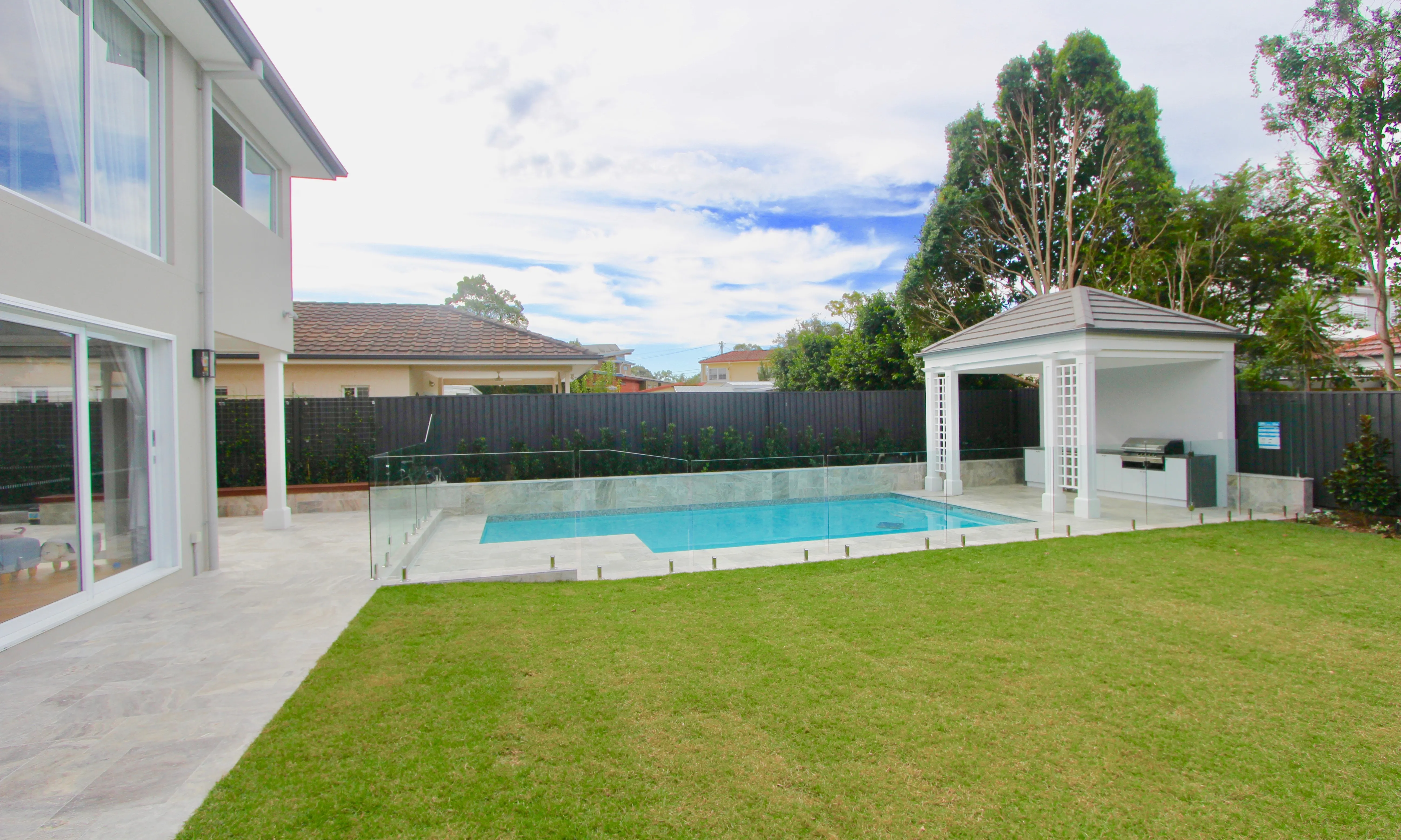 Backyard with Pool and Pool Hut in Coorparoo