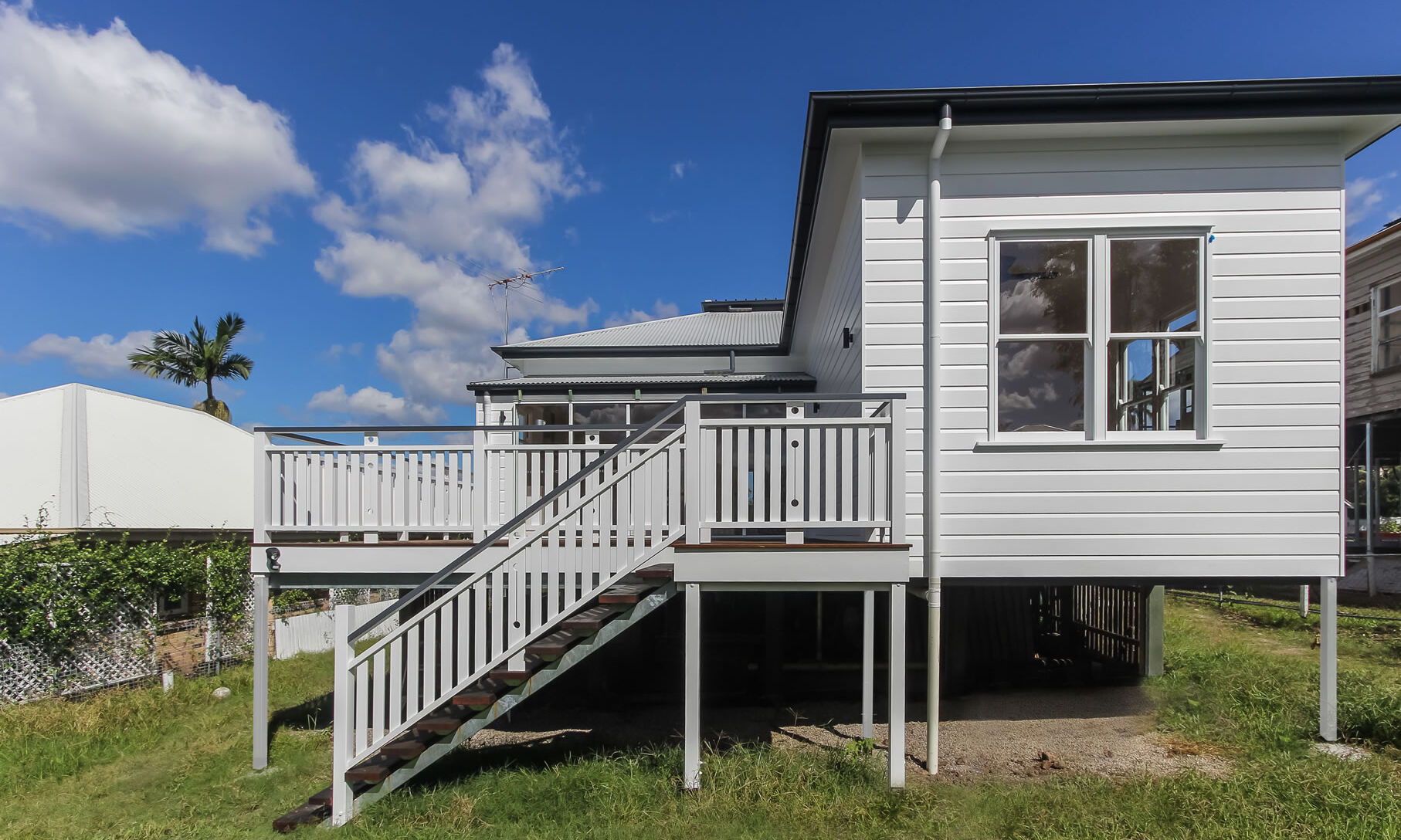 Traditional balustrade to Queenslander deck