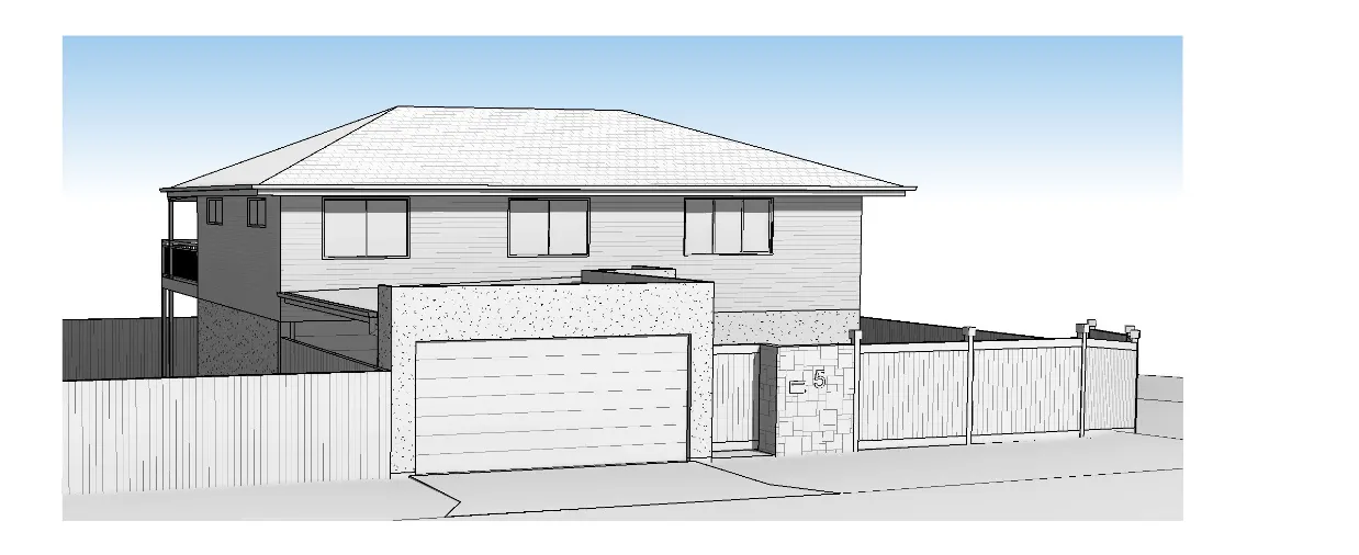 Plans 3D render front house and fence Mt Gravatt East