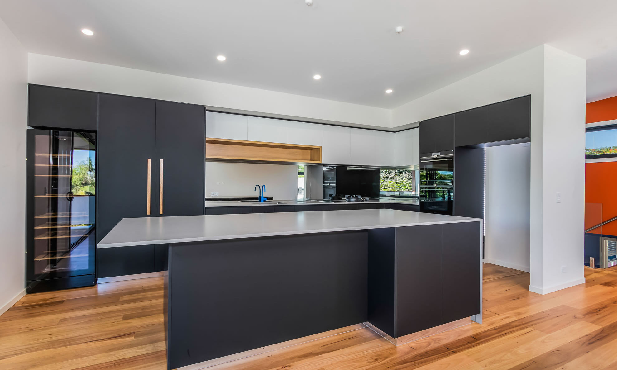 Black and Grey Cabinetry-kitchen-timber handle