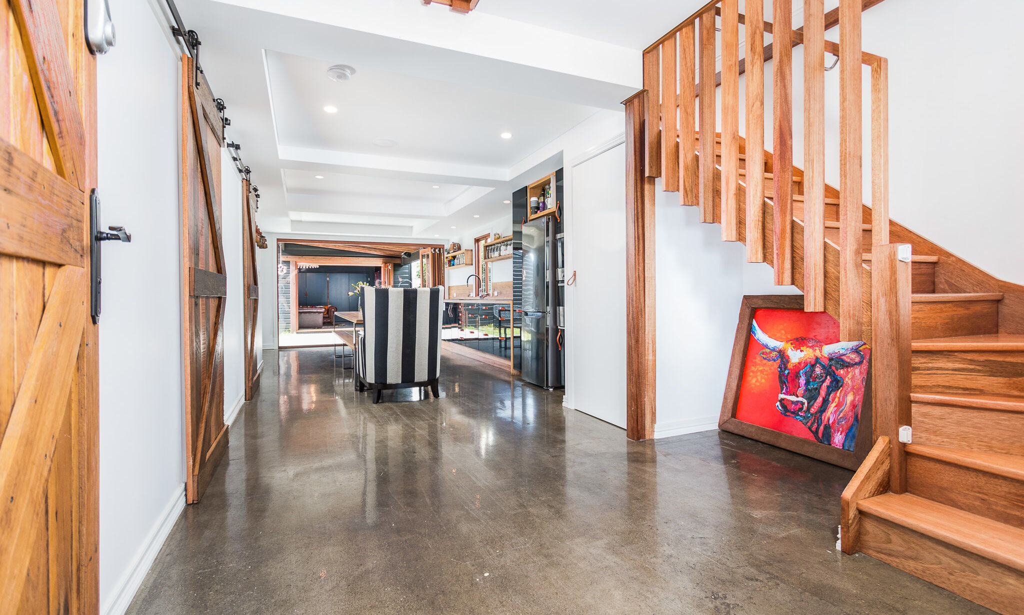 Polished concrete floors in kitchen