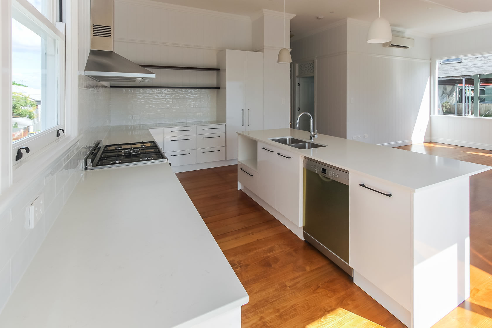 Kitchen with floating shelving