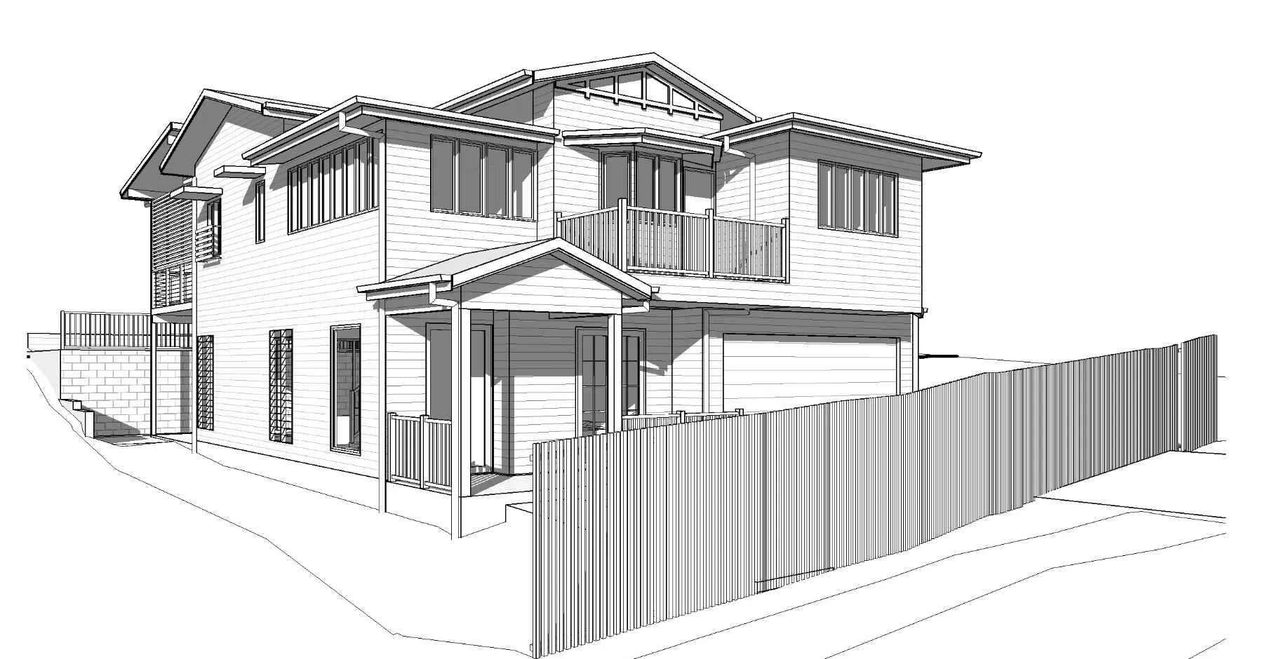Plans 3D render-design -front house queenslander-annerley