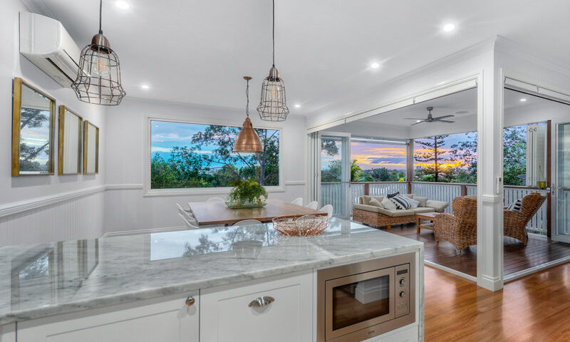 Marble bench-kitchen-white doors