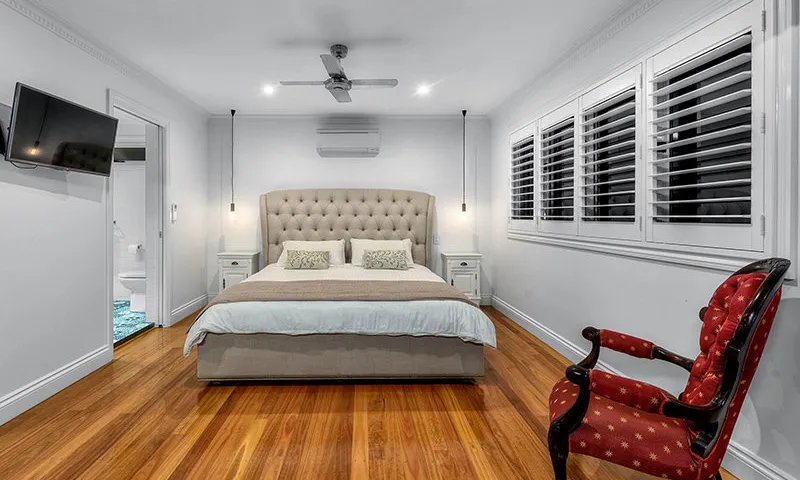 Pendants-timber floors-bedroom