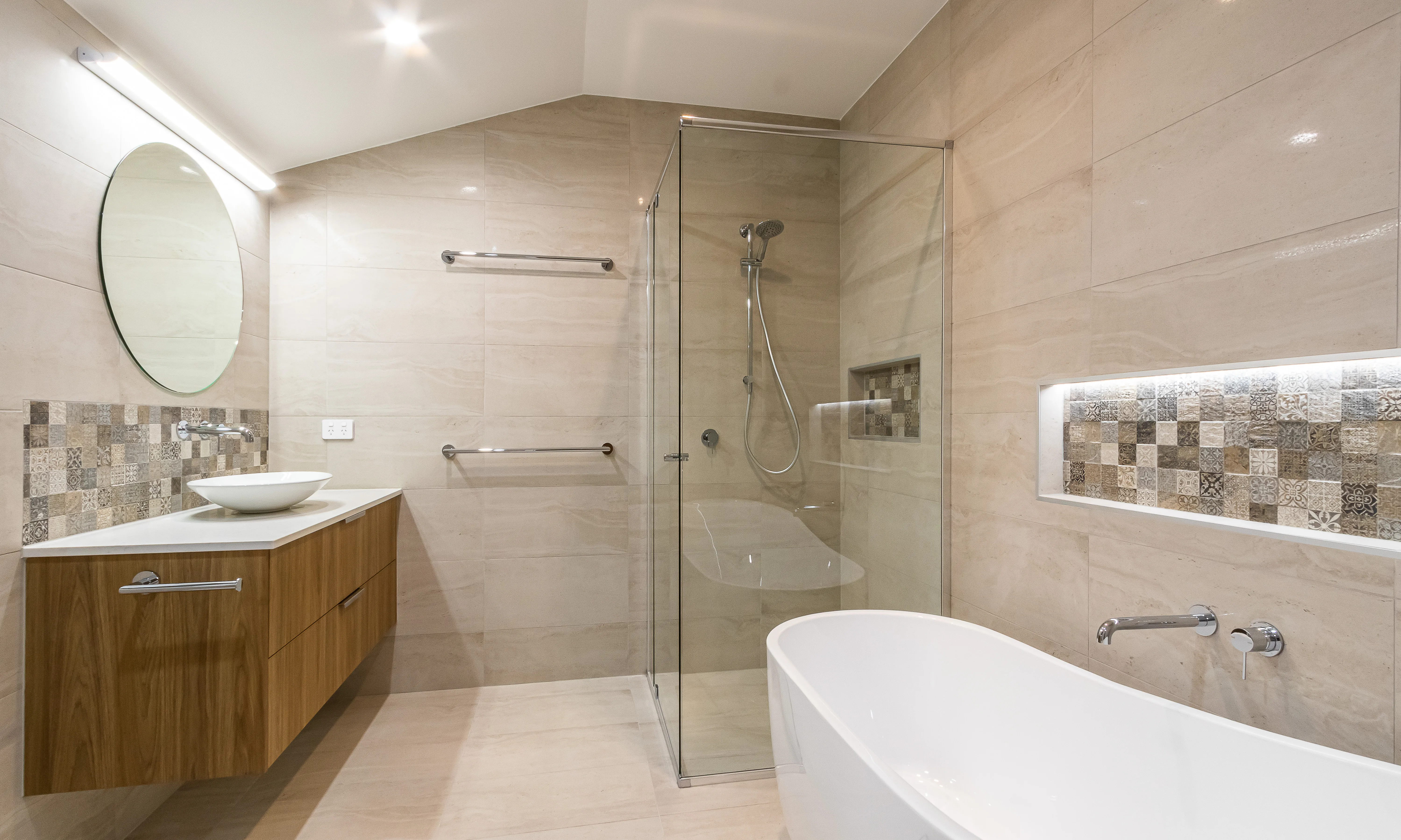 Freestanding Bath and LED in Niche in Bathroom at Norman Park
