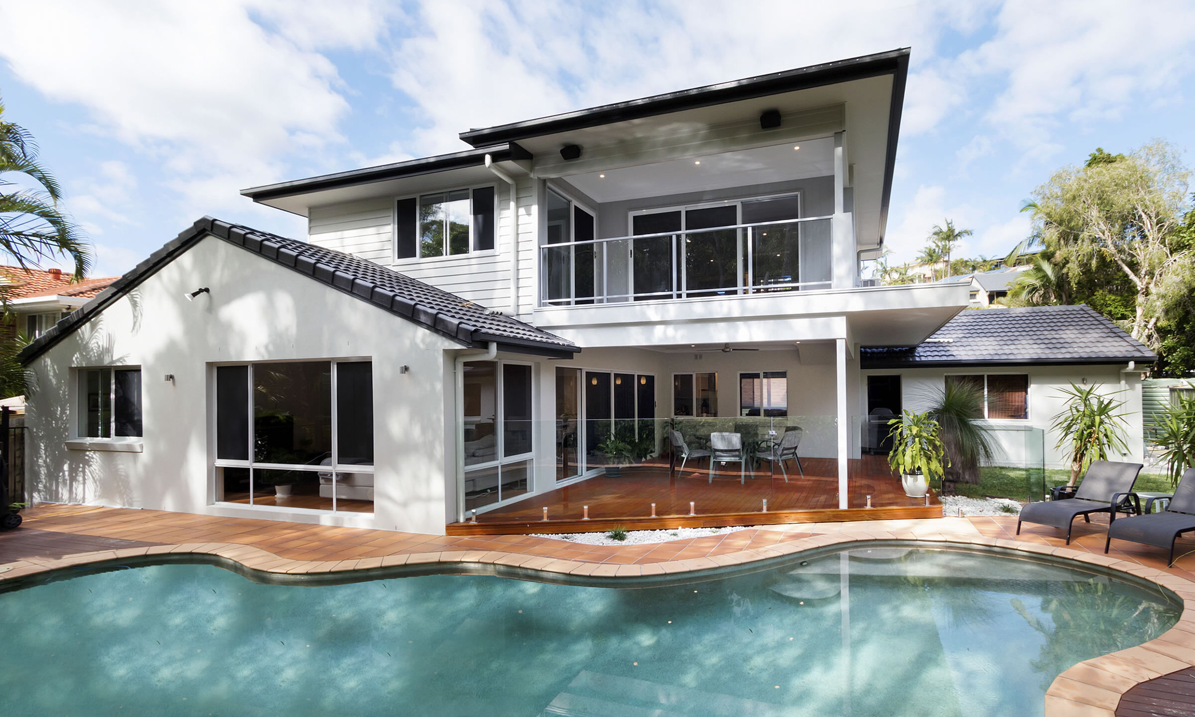 Deck with glass balustrade