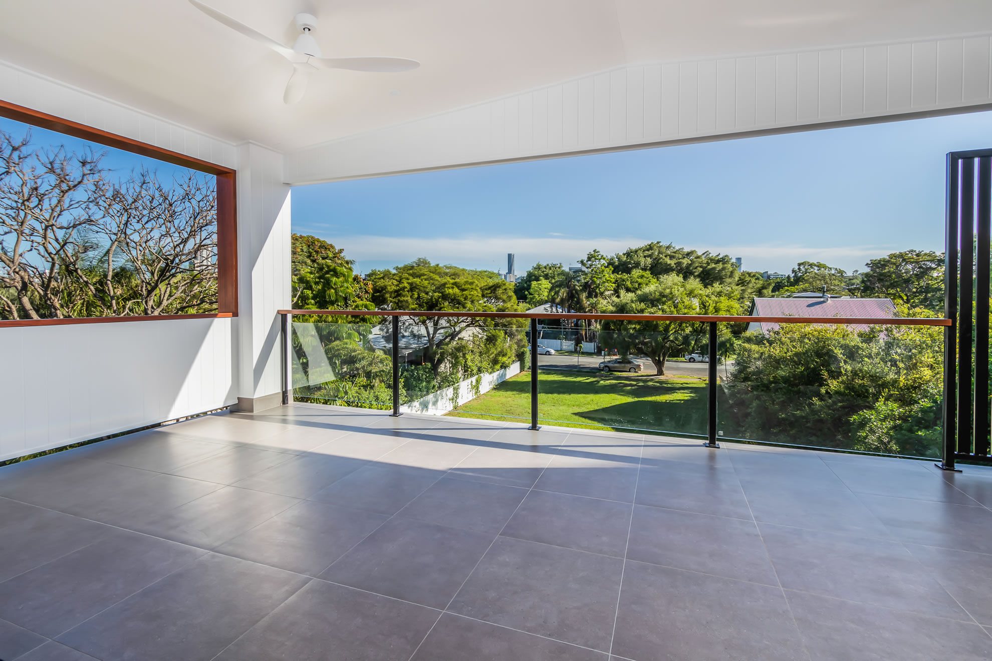 Deck-tiled balcony