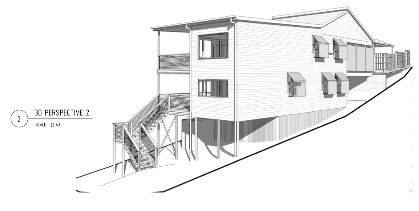 Plans 3D render  side of house Norman Park
