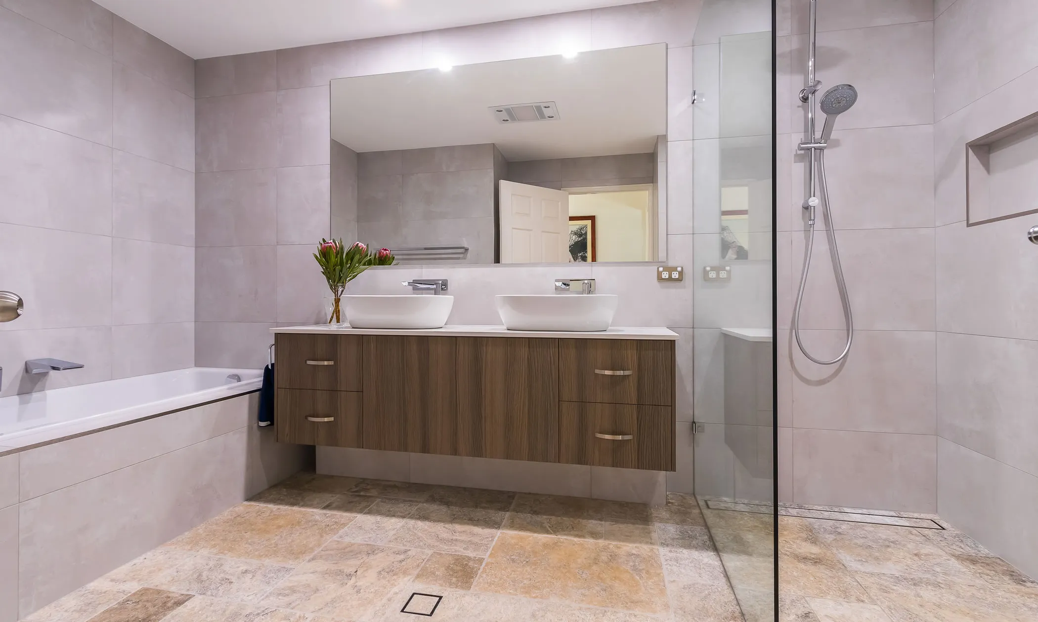 Travertine tiles-bathroom-vanity