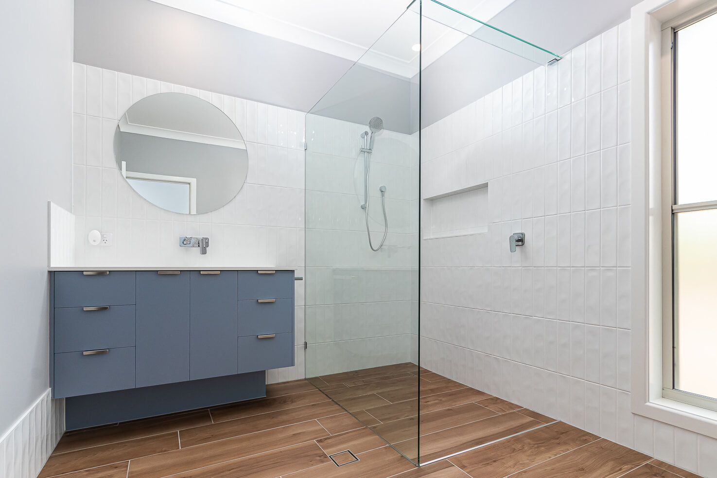 White subway tiles in bathroom