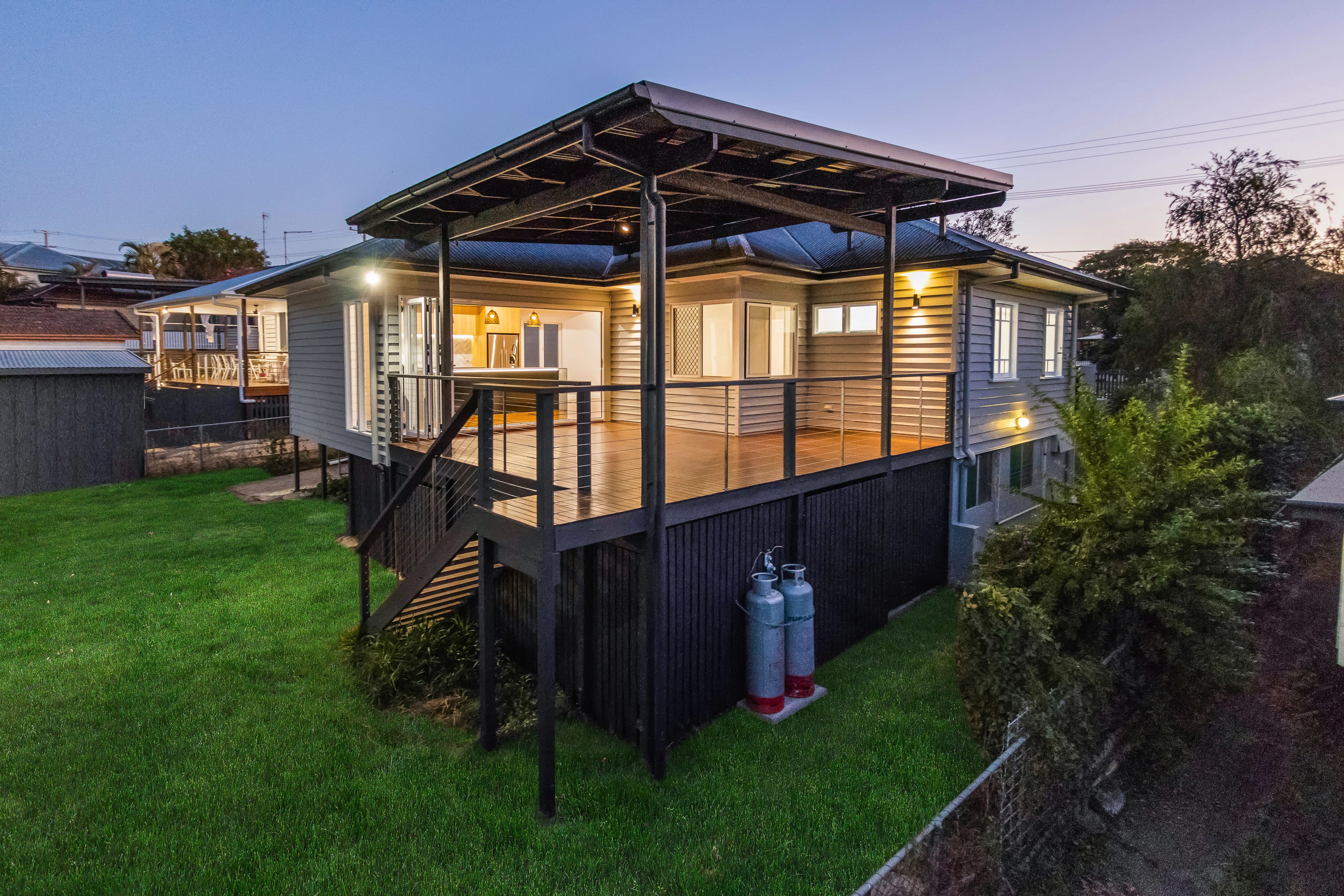 deck renovation-flyover roof-wire balustrade