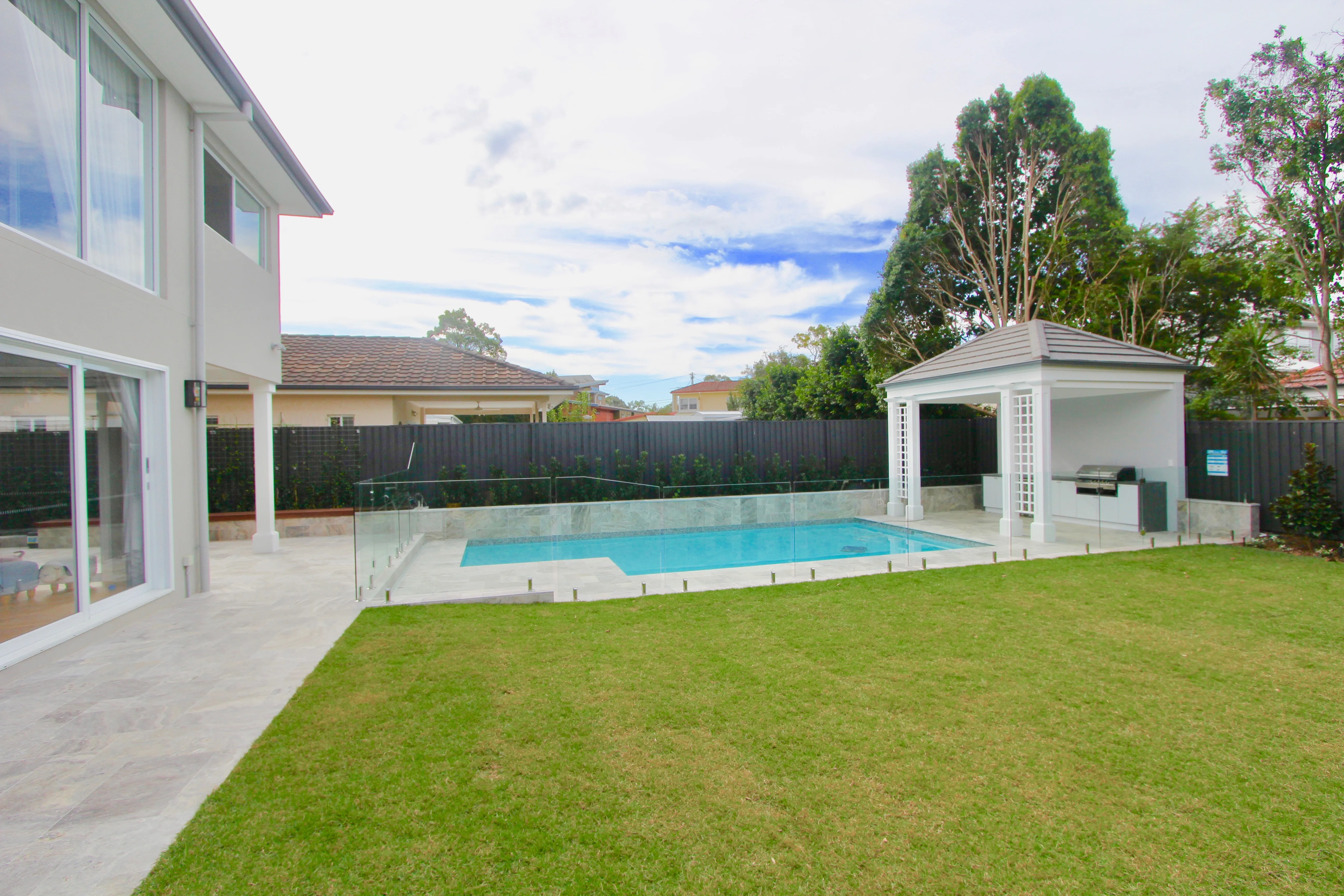 Backyard with Pool and Pool Hut in Coorparoo