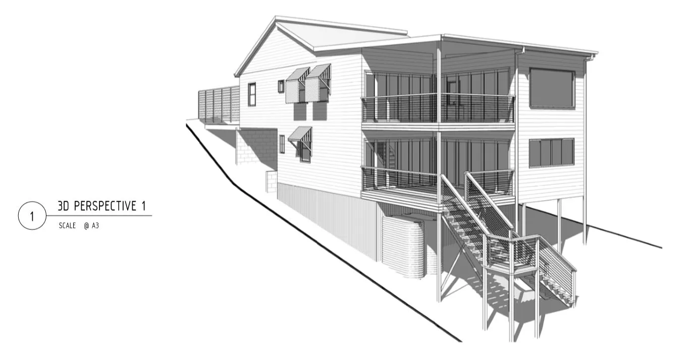 Plans 3D Render back of house Norman Park