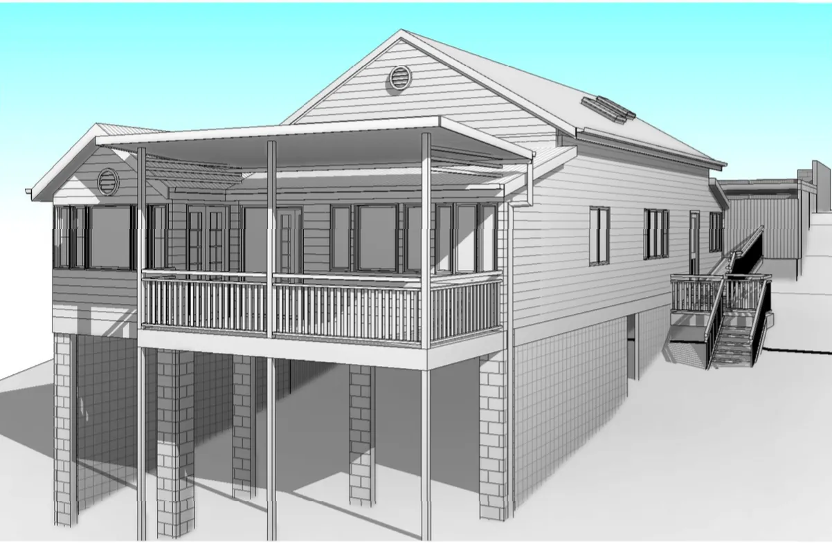 Plans showing 3D render of renovation in Manly