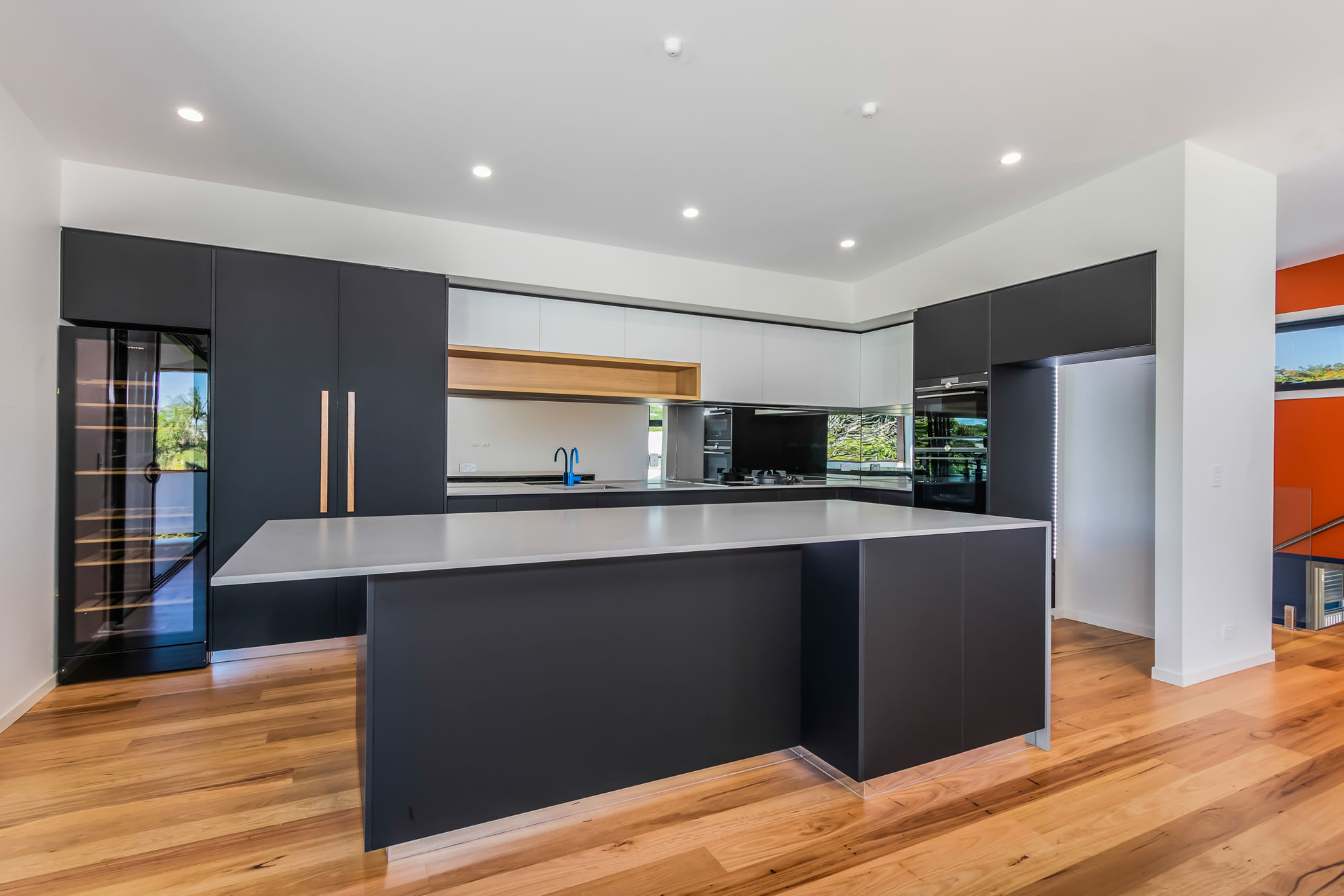 Black and Grey Cabinetry-kitchen-timber handle