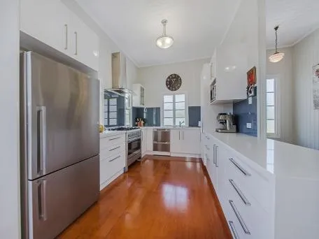 White kitchen-timber floors