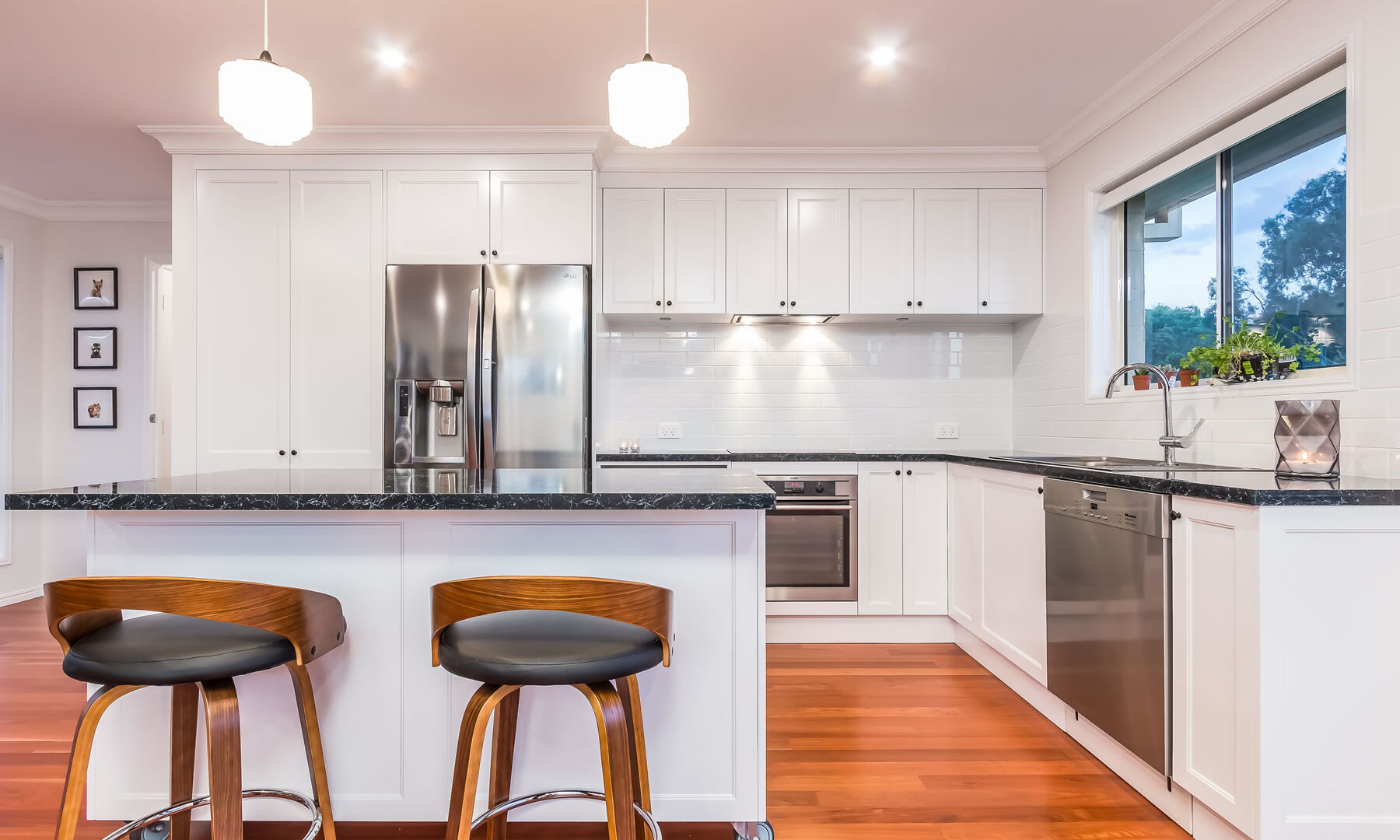 White kitchen-timber floors