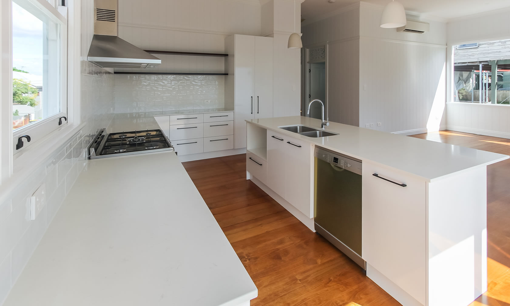 Kitchen with floating shelving