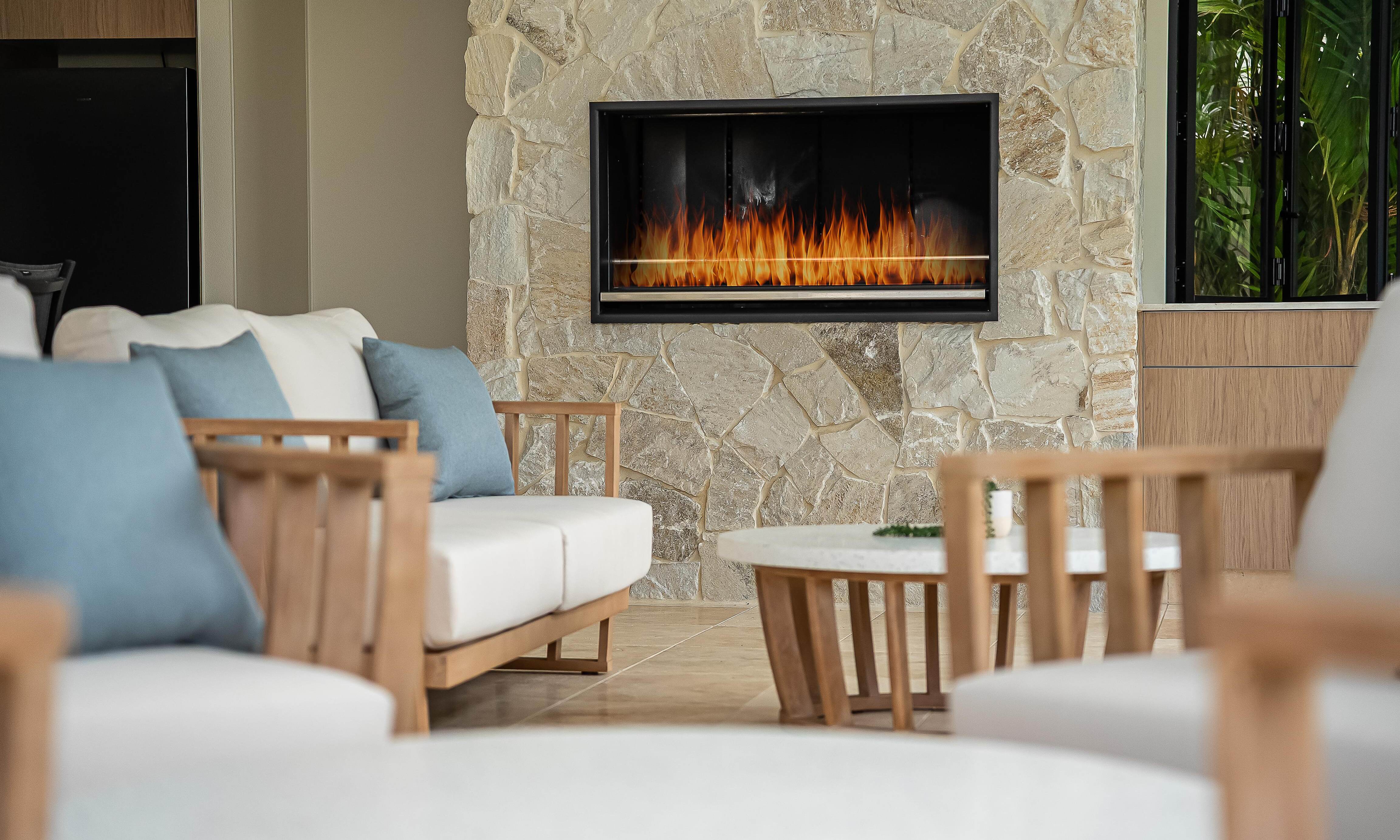 Sweetapple - Fireplace, Sabi Stone Cladding, outdoor entaining 