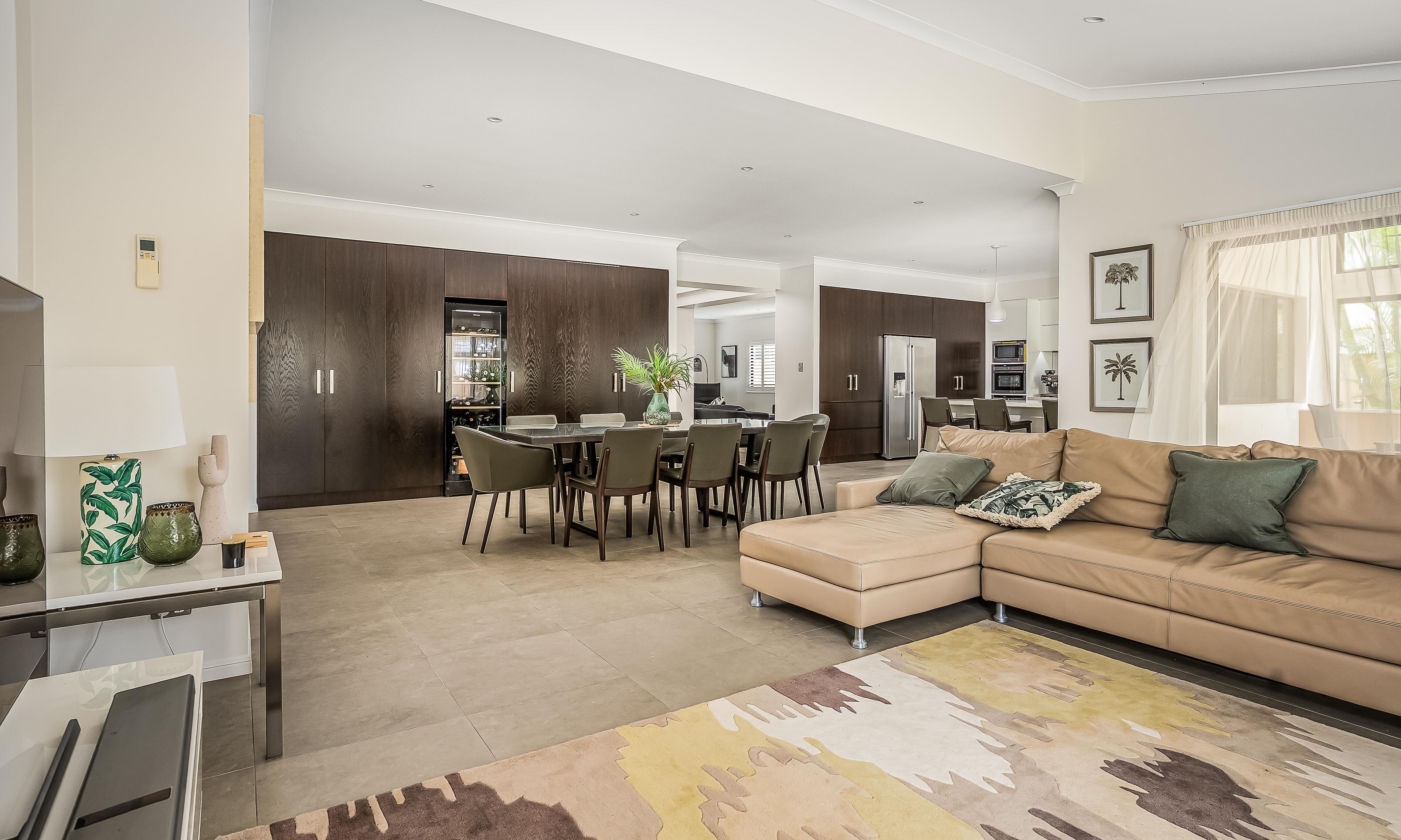 Sweetapple - Flush Cabinetry, Wine Fridge, Kitchen