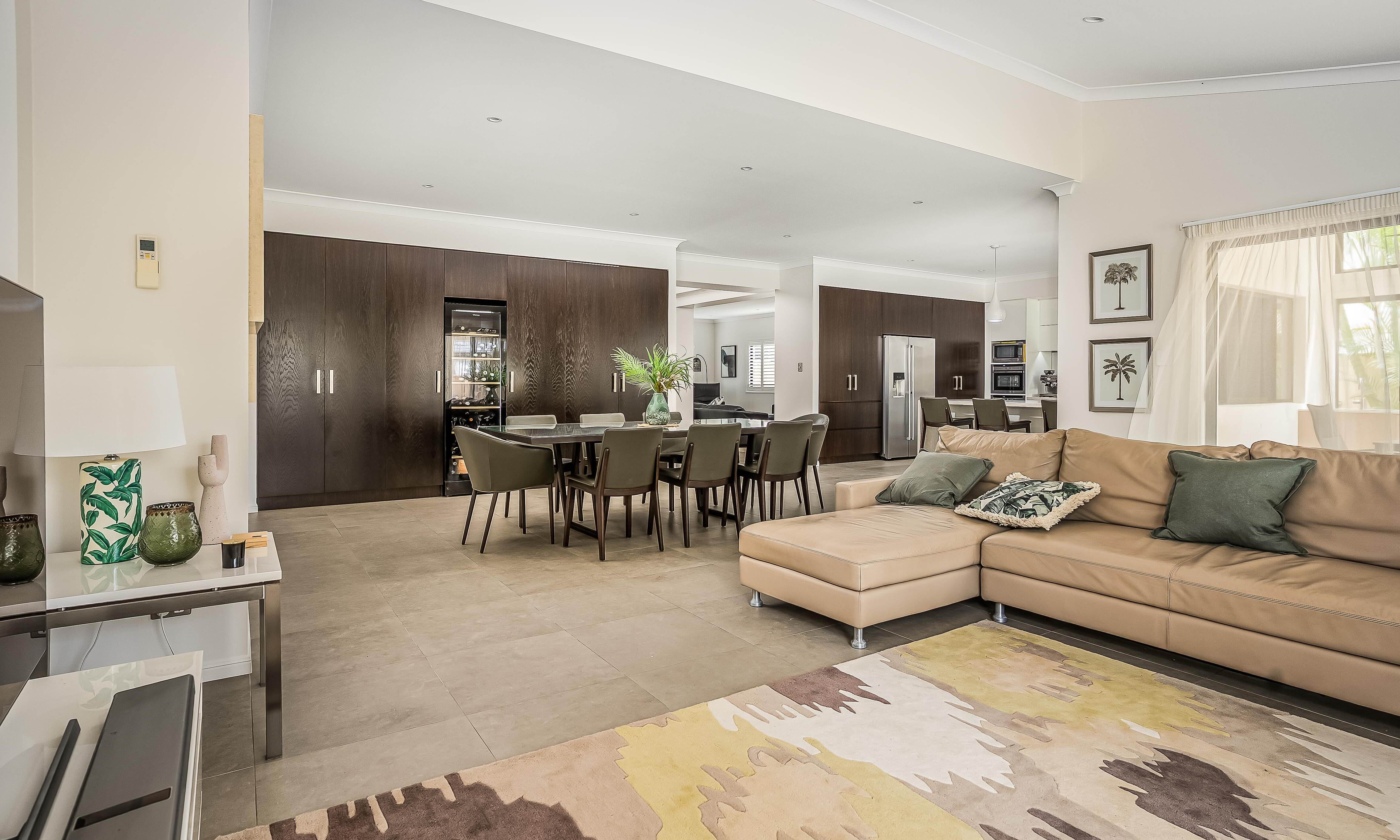 Sweetapple - Flush Cabinetry, Wine Fridge, Kitchen