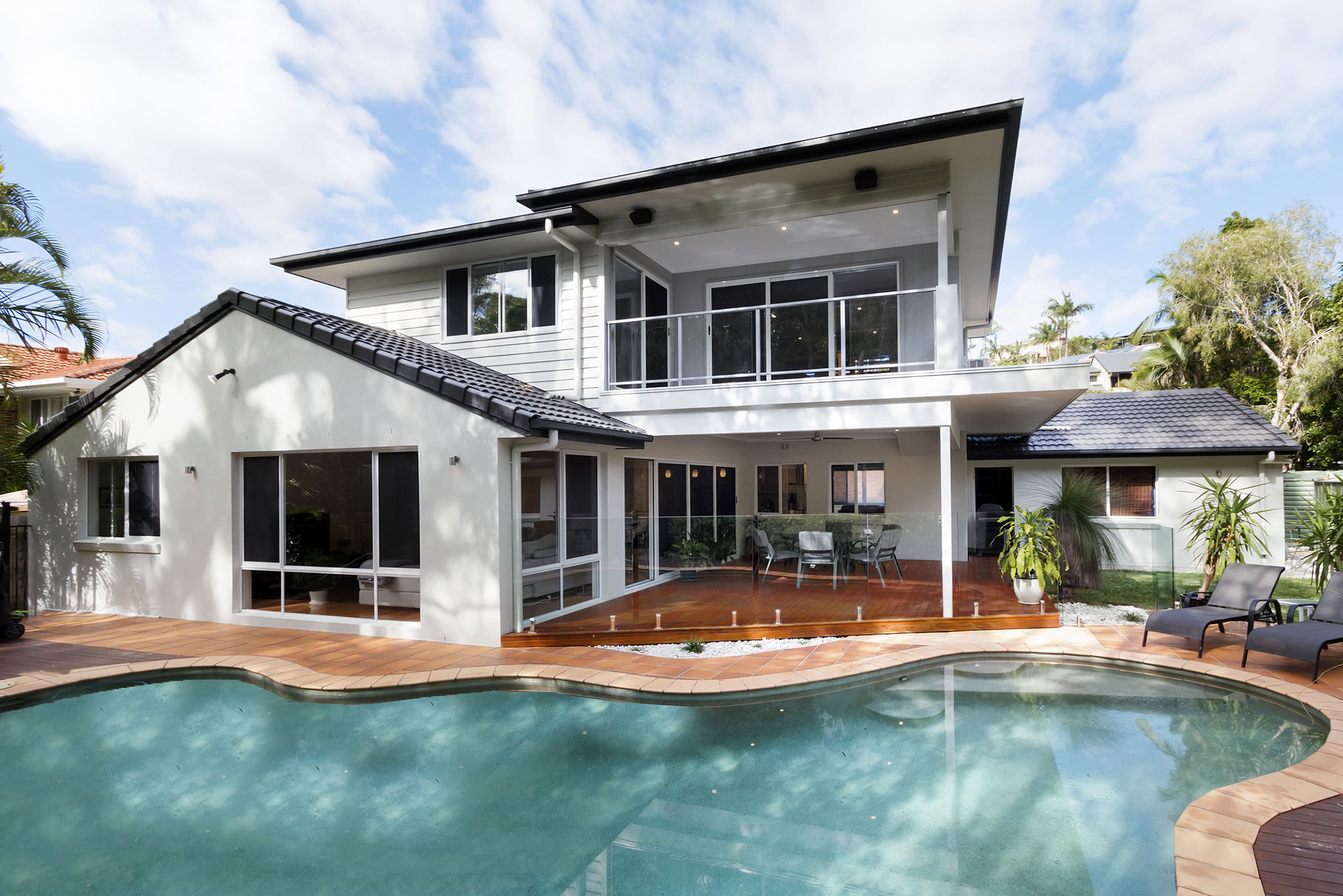 Deck with glass balustrade