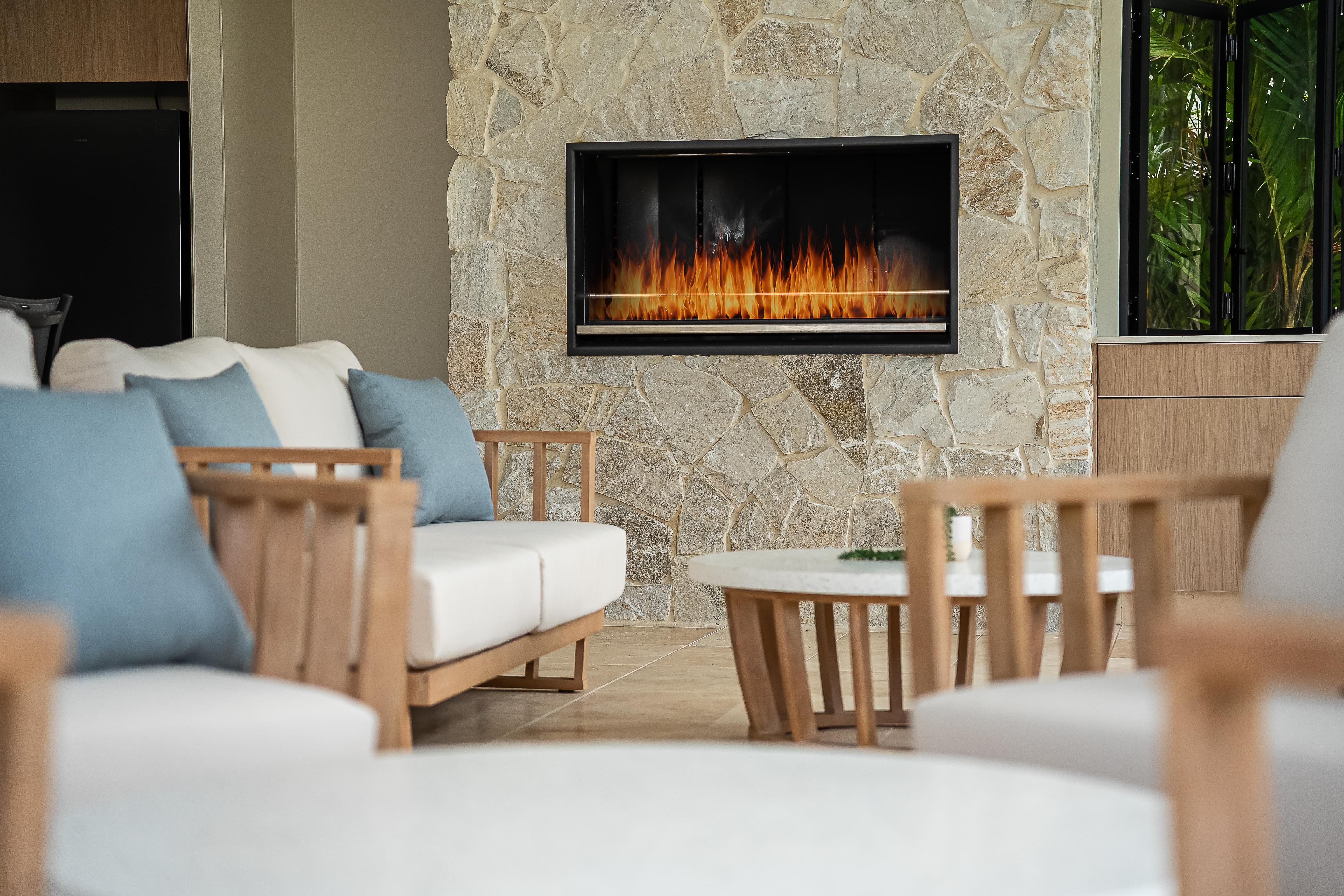 Sweetapple - Fireplace, Sabi Stone Cladding, outdoor entaining 
