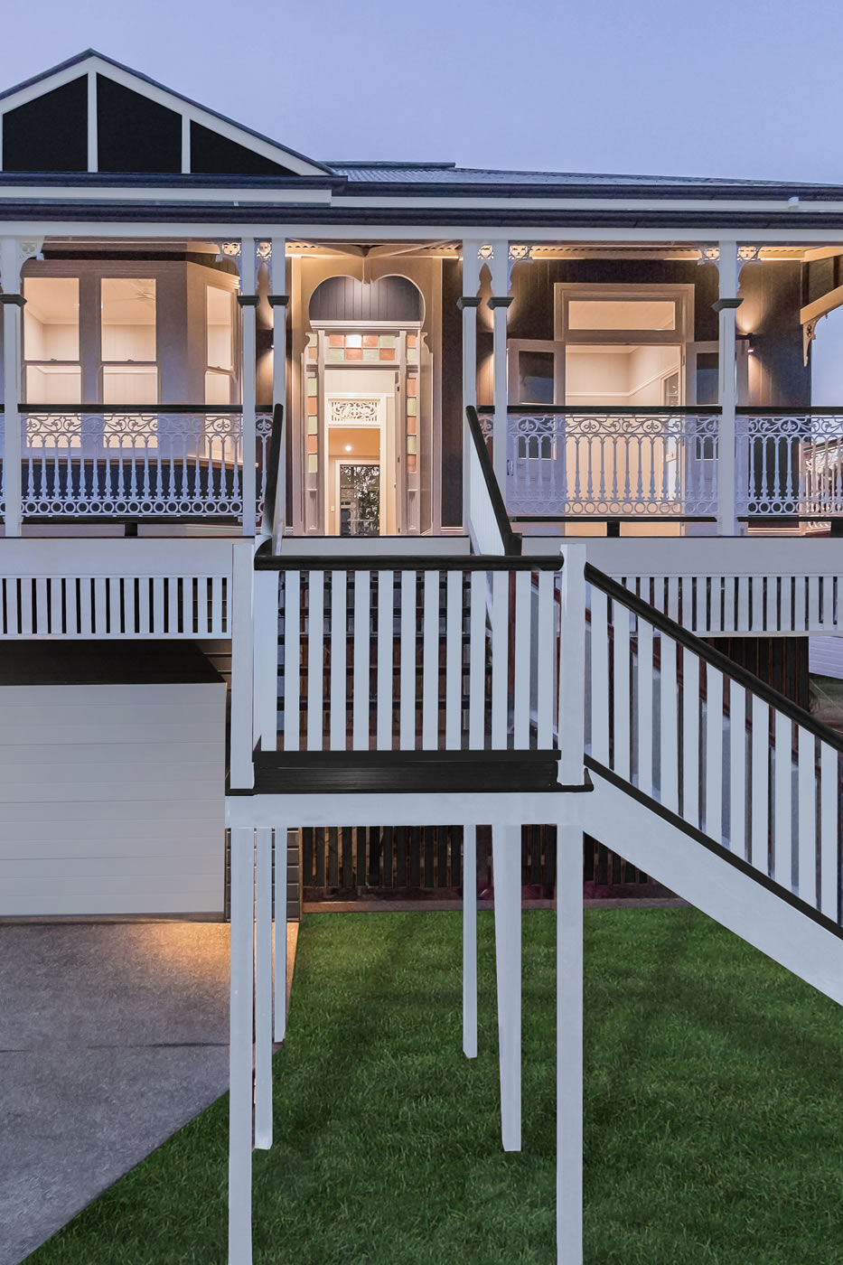 Traditional Queenslander Renovation Front of house, lace work and deck