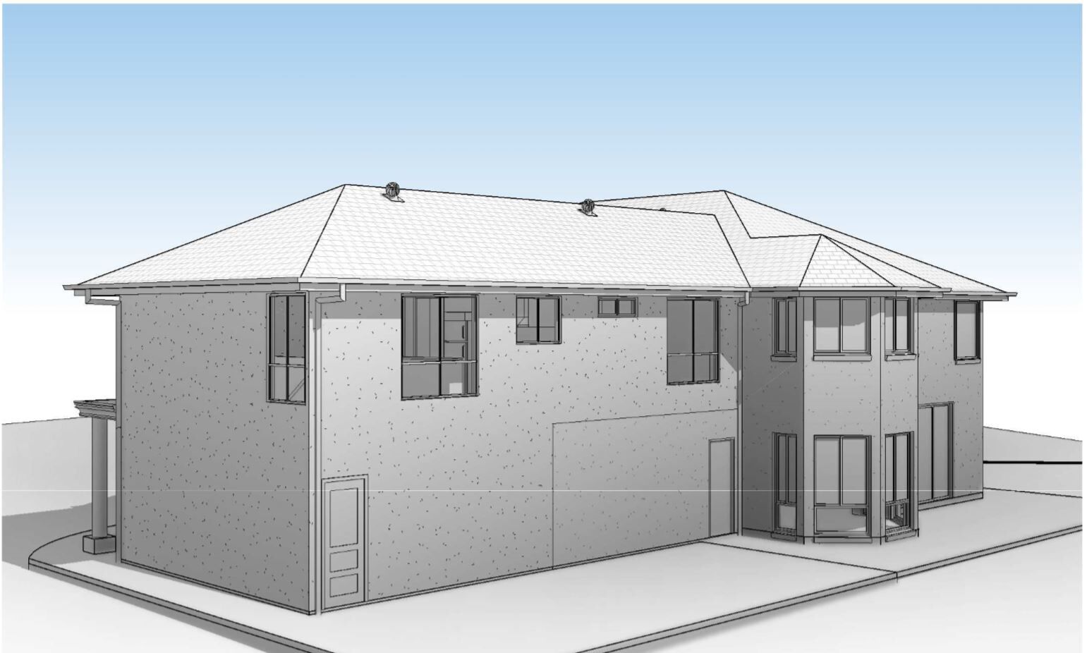 Plans 3D render design federation home side view