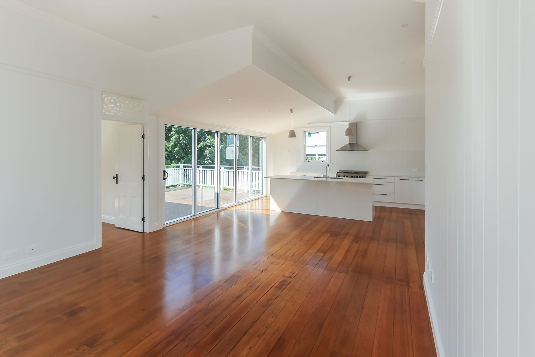 Sliding doors out to large deck