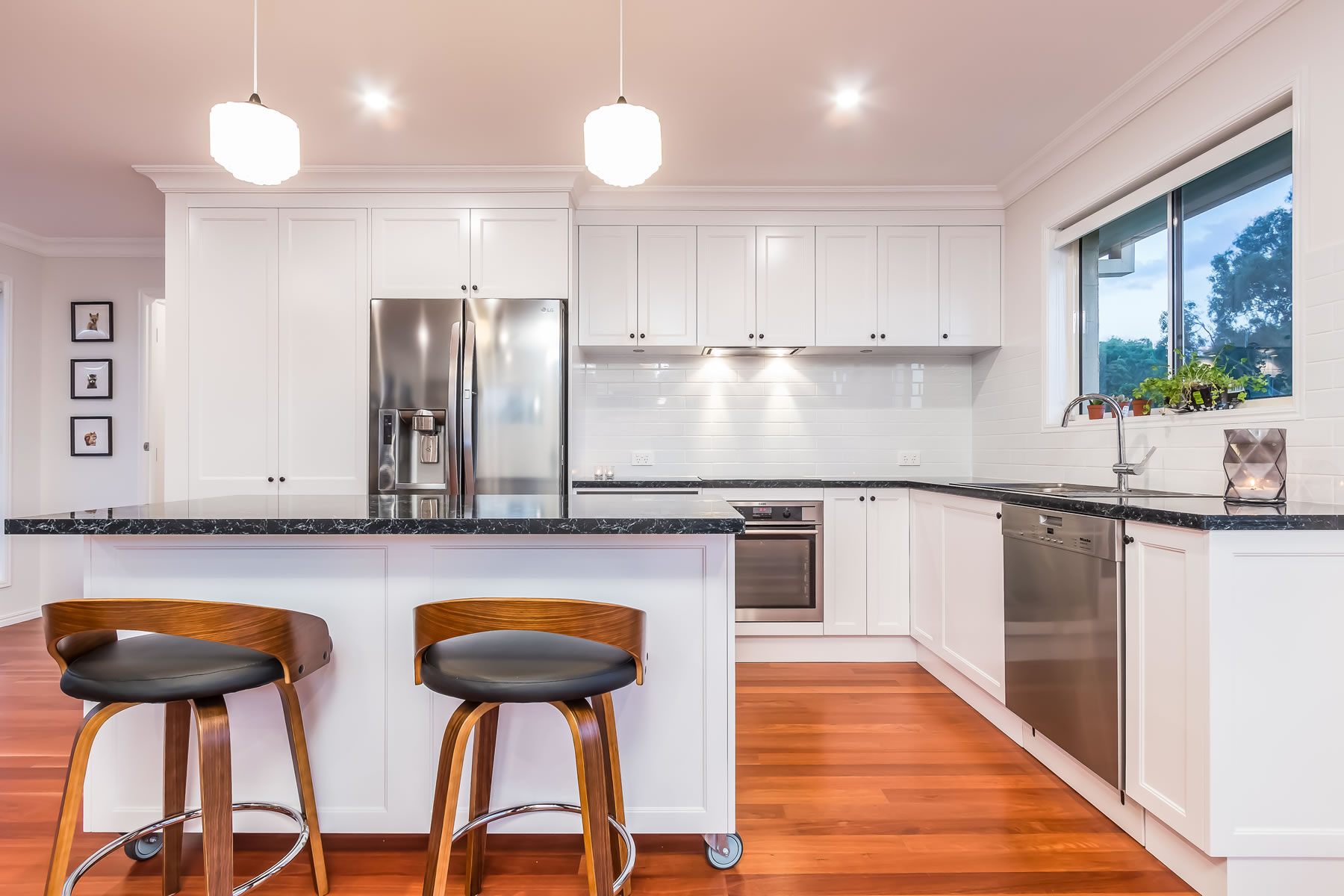 White kitchen-timber floors