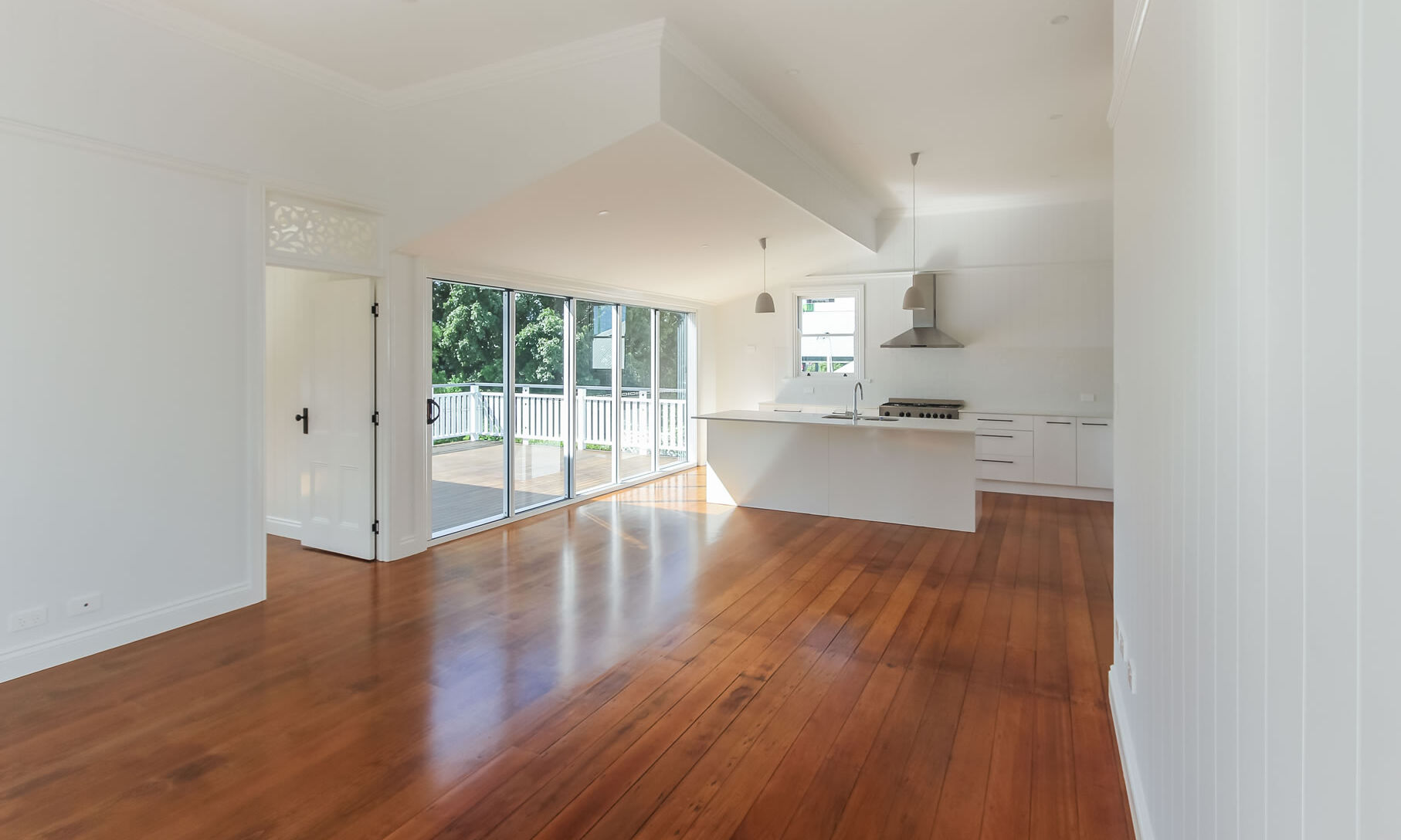 Sliding doors out to large deck