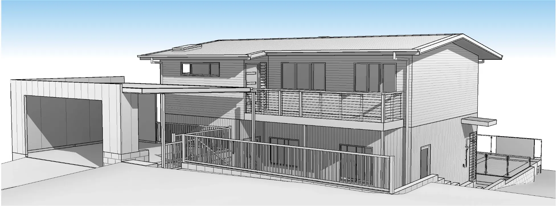 Plans 3D render-design-front house