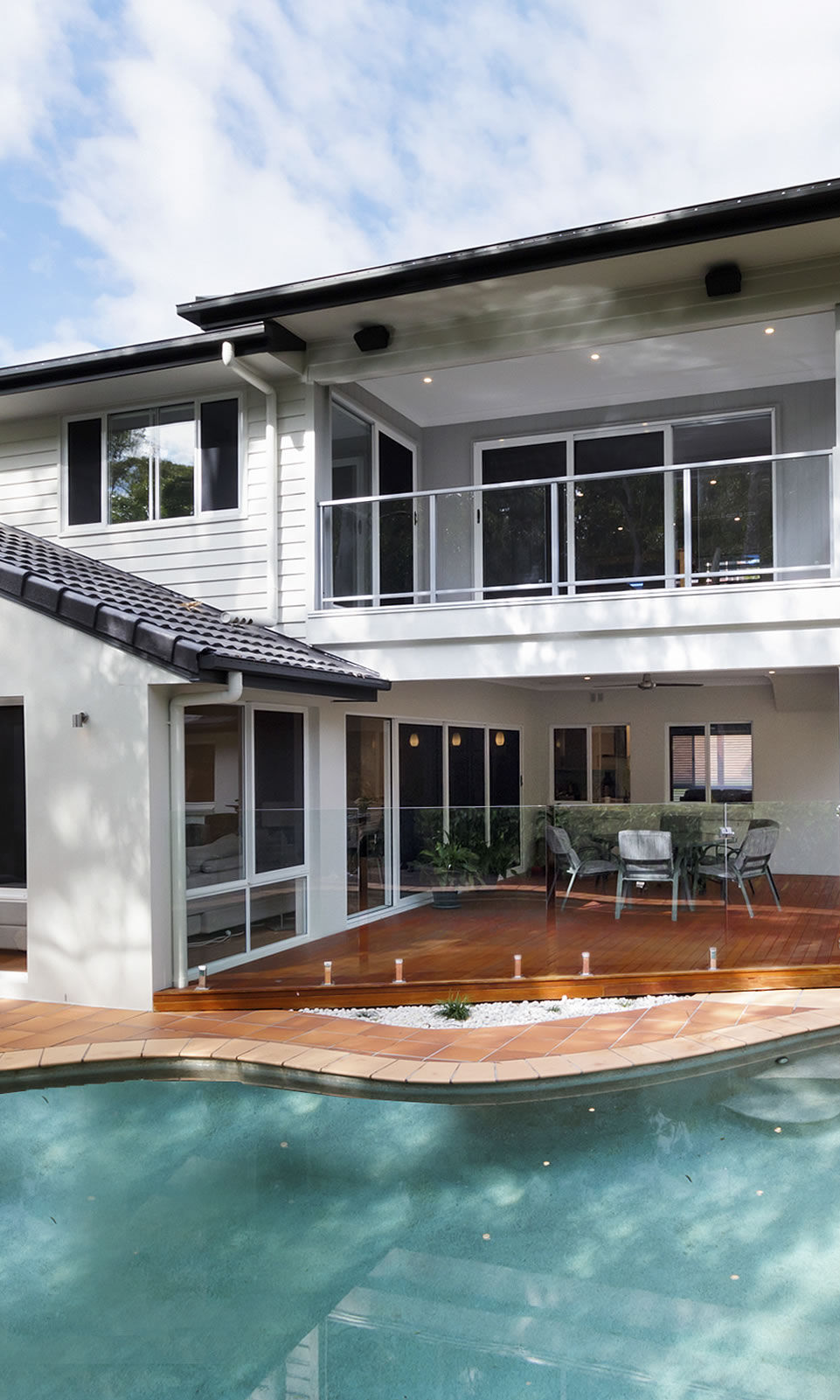 Deck with glass balustrade