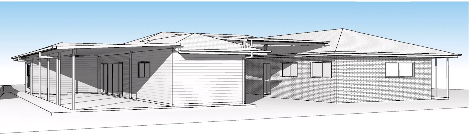 Plans 3D render side of house in Bridgeman Downs