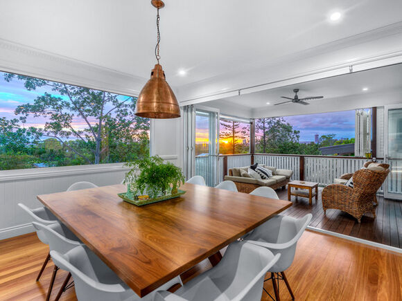 Copper pendant light-dining room-timber floor