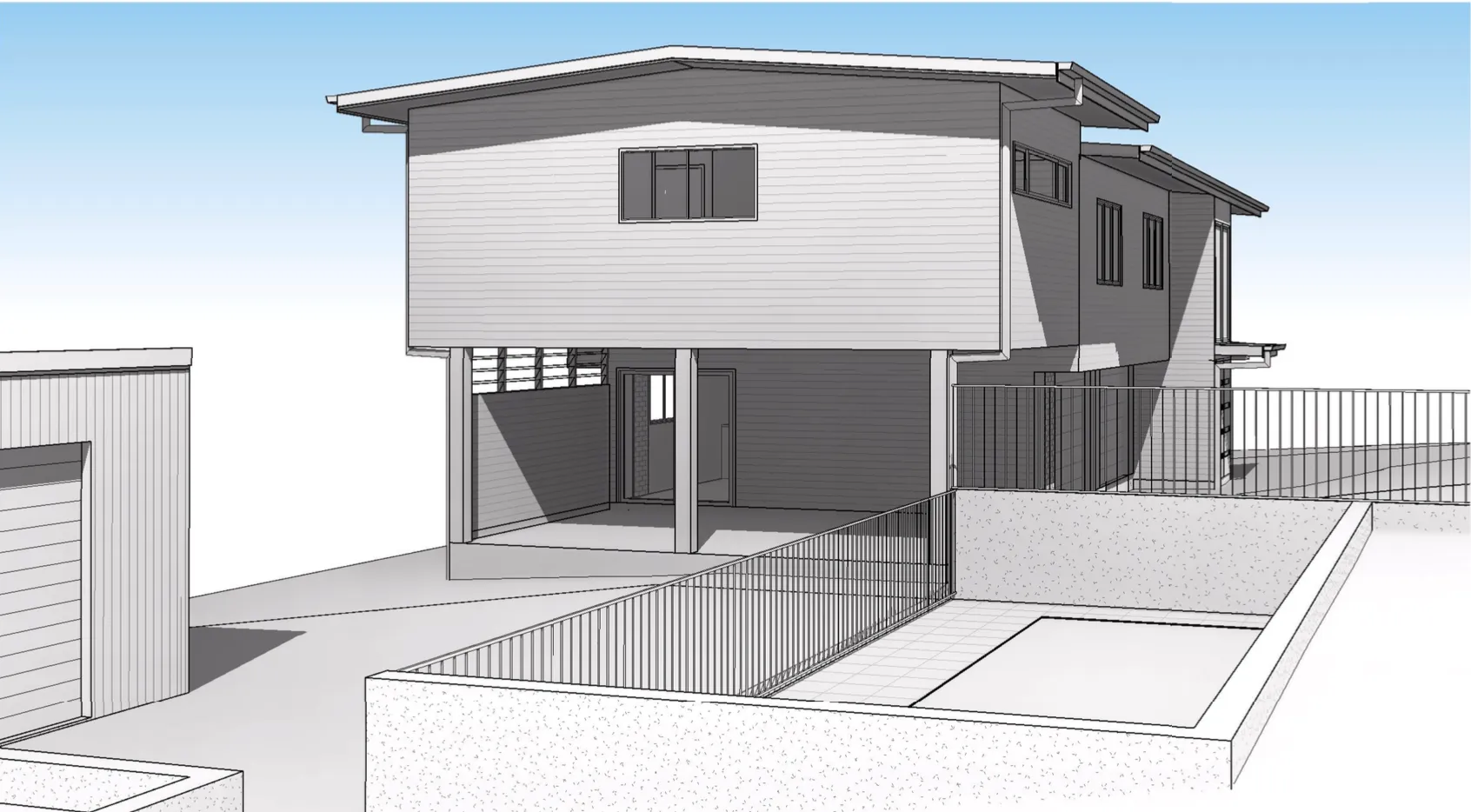3D Drawing of Rear of House and Pool at The Gap