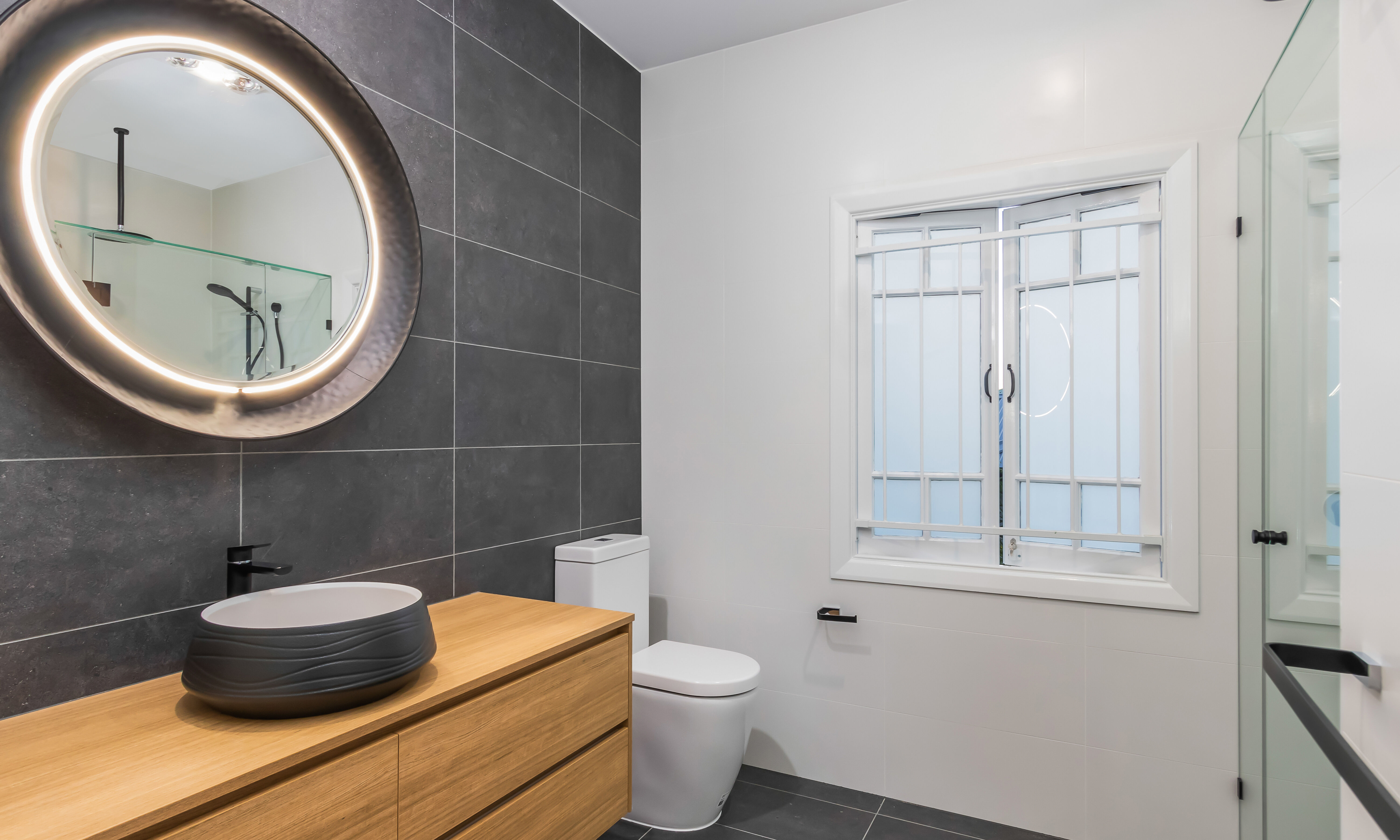 bathroom renovation-above counter basin-timber vanity