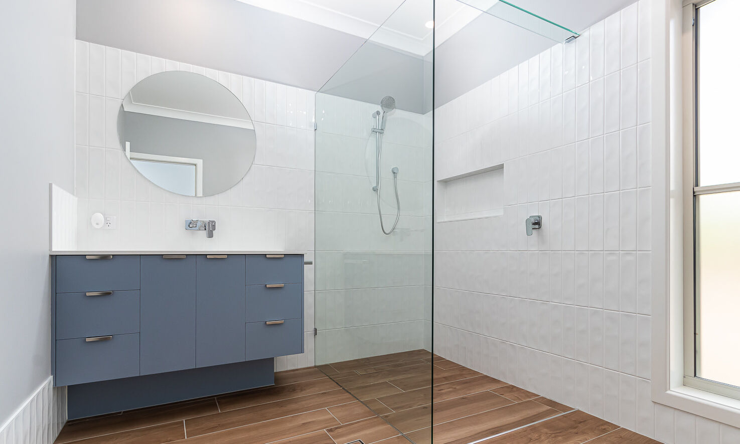 White subway tiles in bathroom