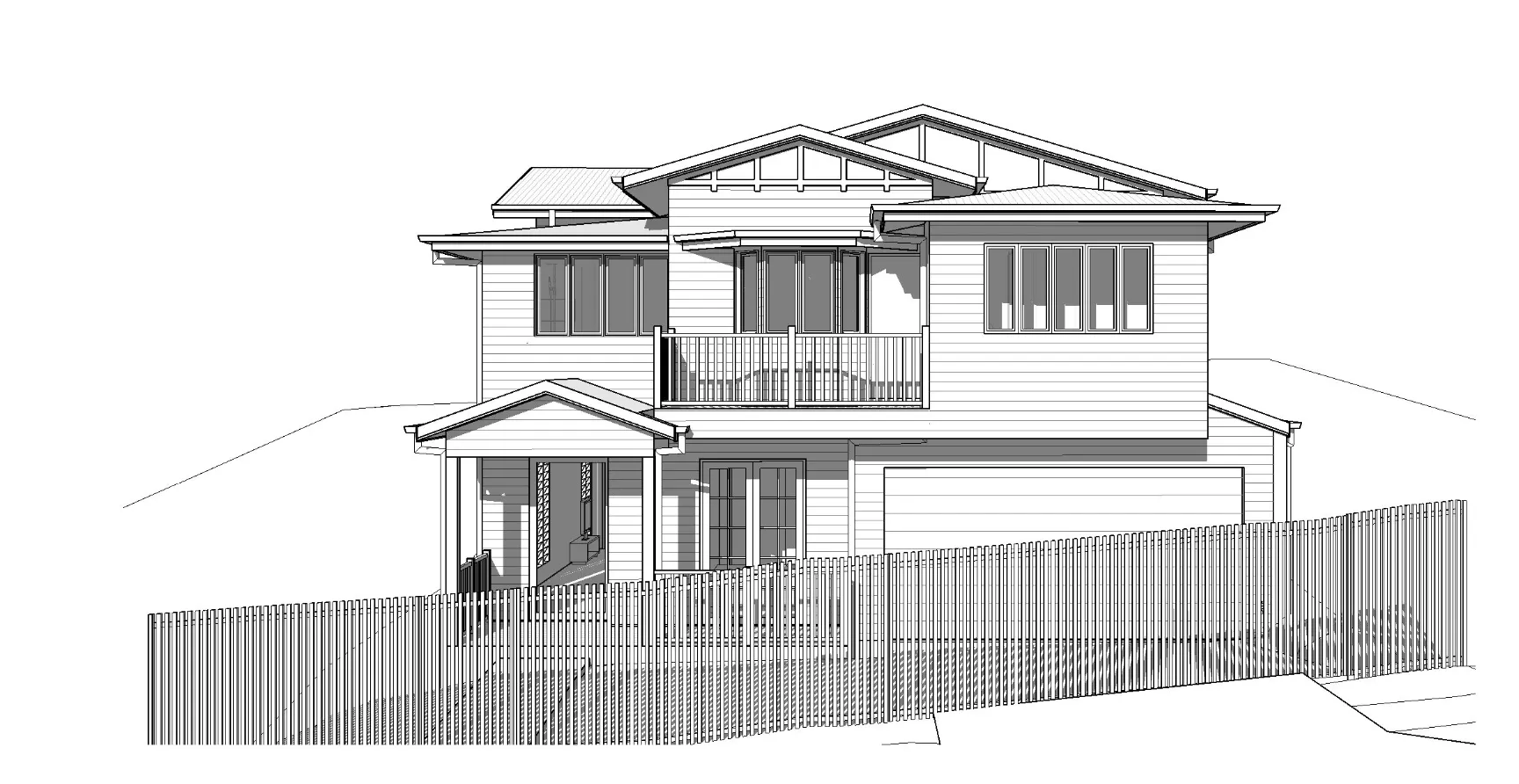 Plans 3D render-design -front house queenslander