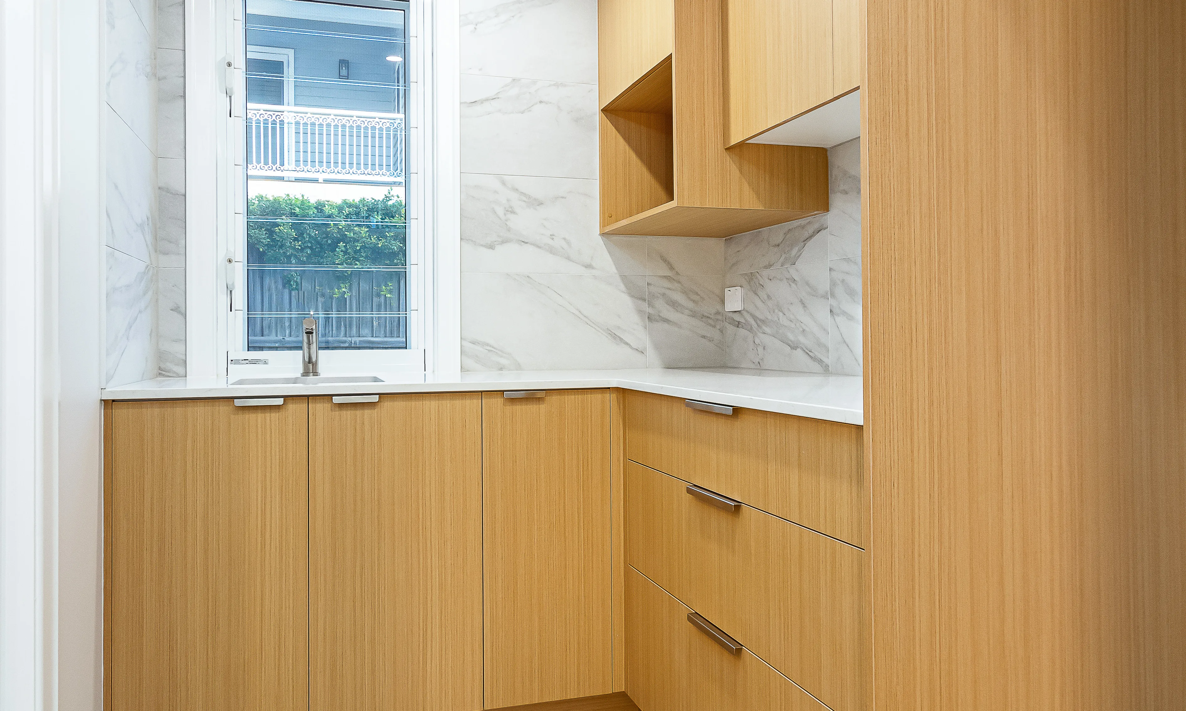 Timber Veneer cabinetry in Kitchenette 