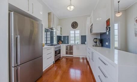 White kitchen-timber floors